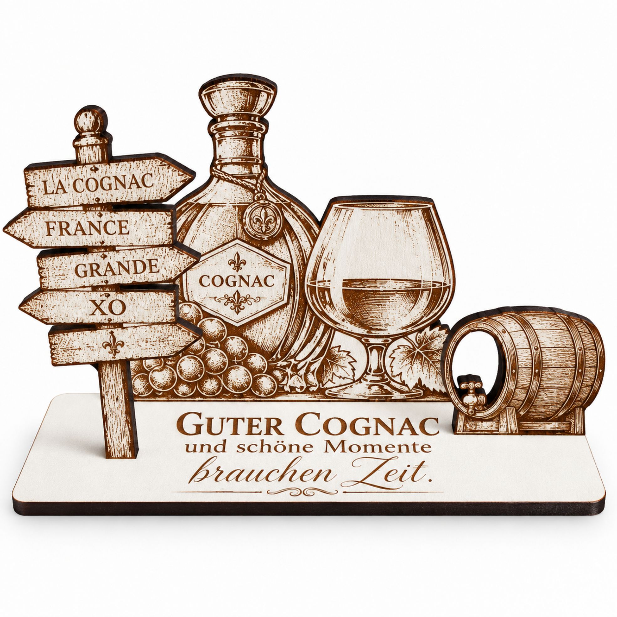 Cognac Geldgeschenk aus Holz – Geschenk für Genießer 14 x 8 cm