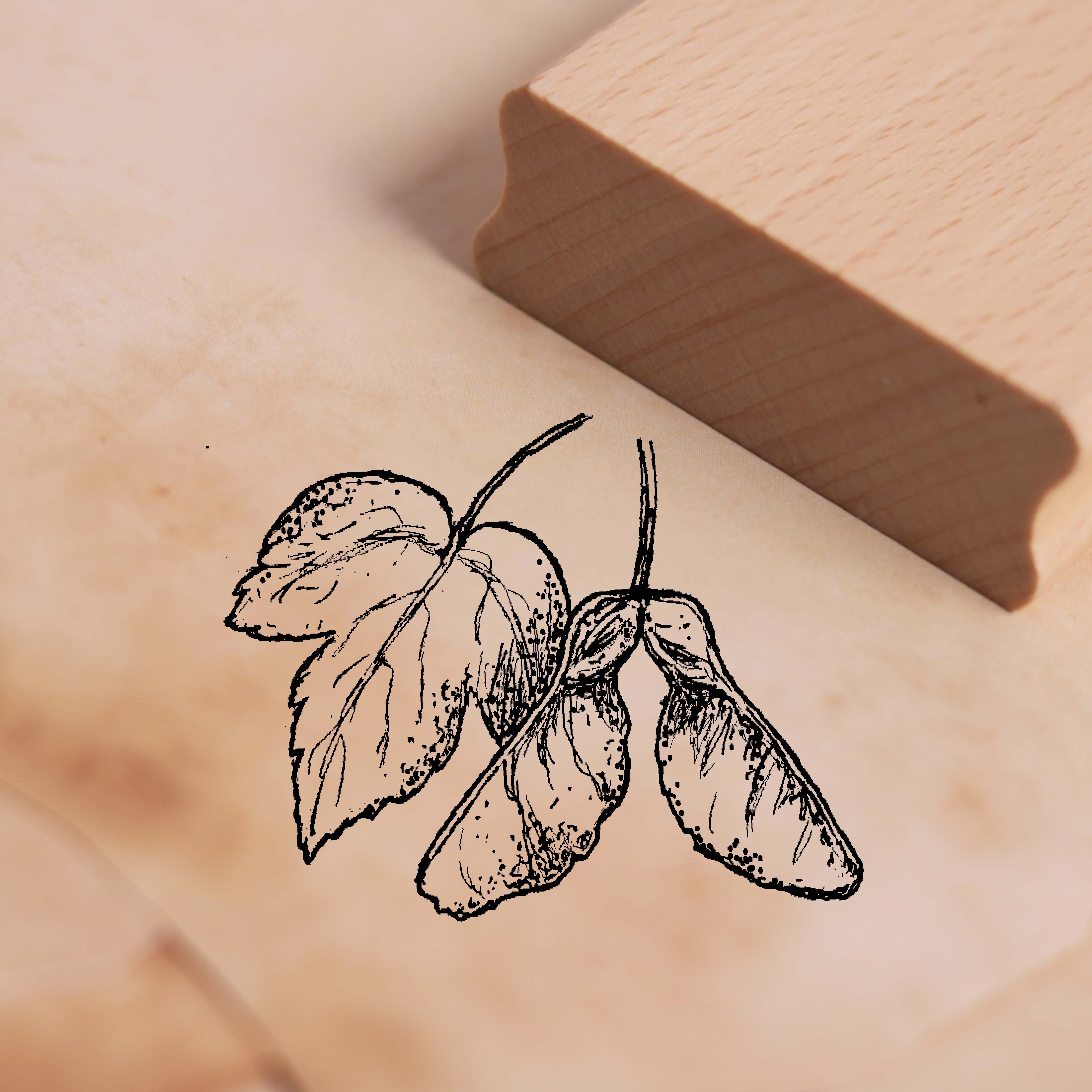 Motivstempel Ahorn Frucht - Stempel Ahorn Holzstempel Baum 48 x 38 mm