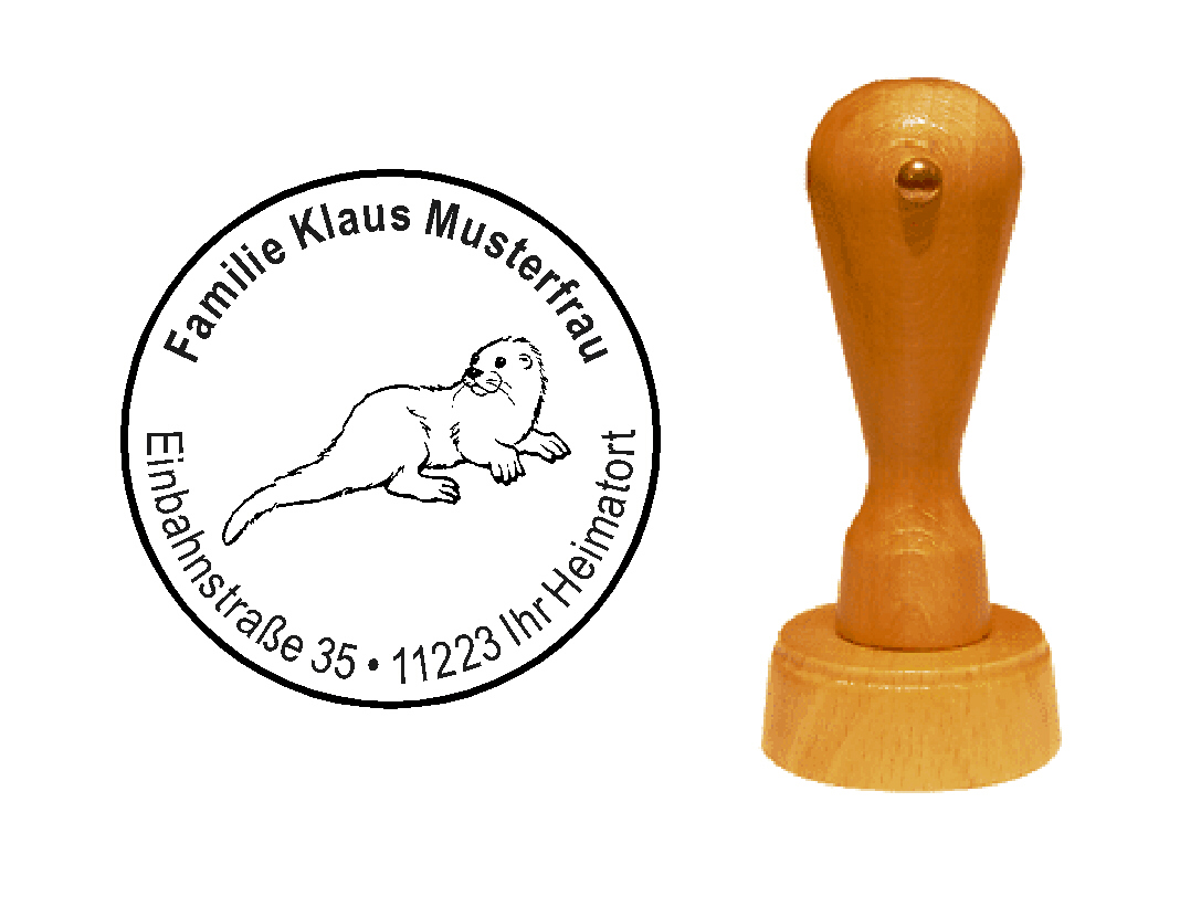 « Otter » Holzstempel mit persönlichem Wunschtext