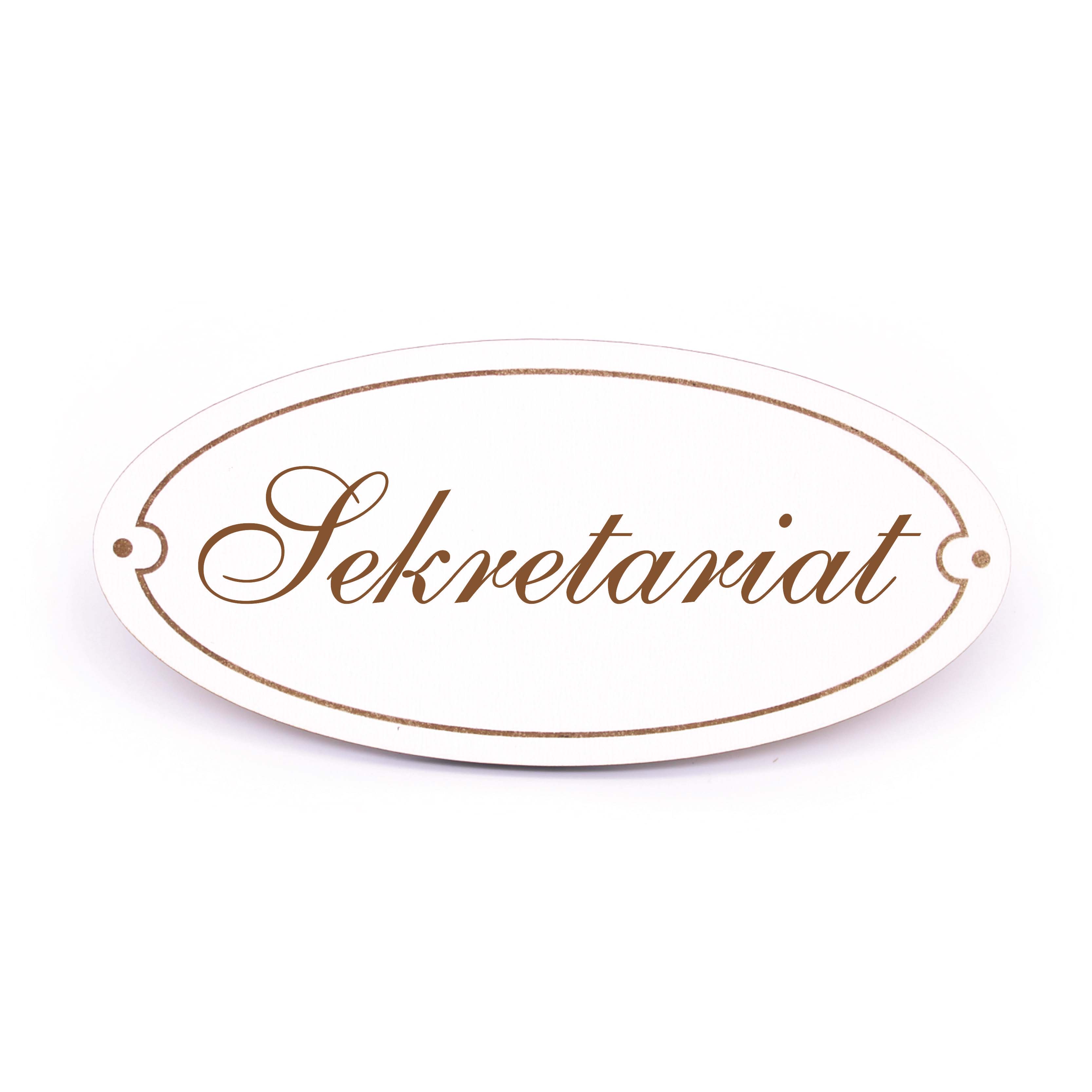 Ovales Türschild Sekretariat - selbstklebend - 15 x 7 cm