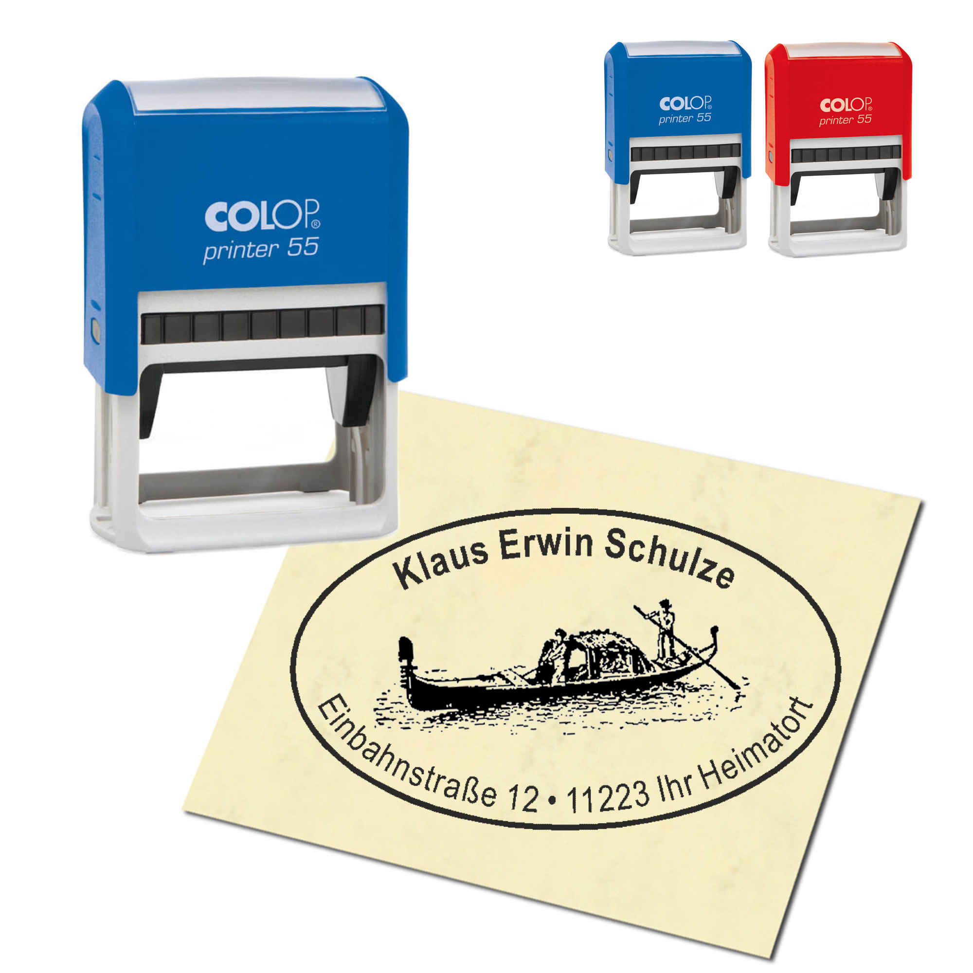 Adressstempel personalisiert Stempel - Gondel  - oval 59 x 39 mm