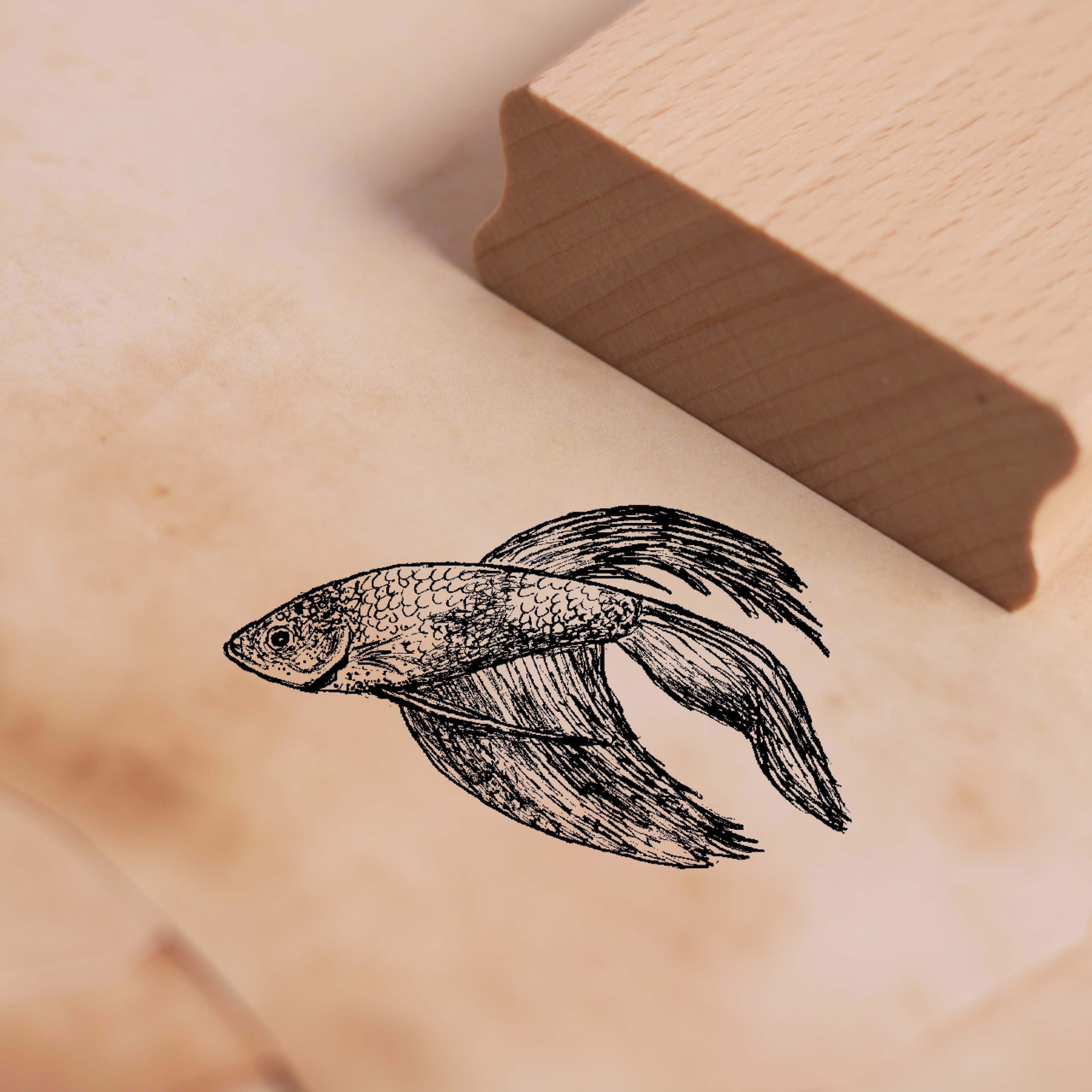 Motivstempel Kampffisch - Fisch Stempel Holzstempel 48 x 28 mm