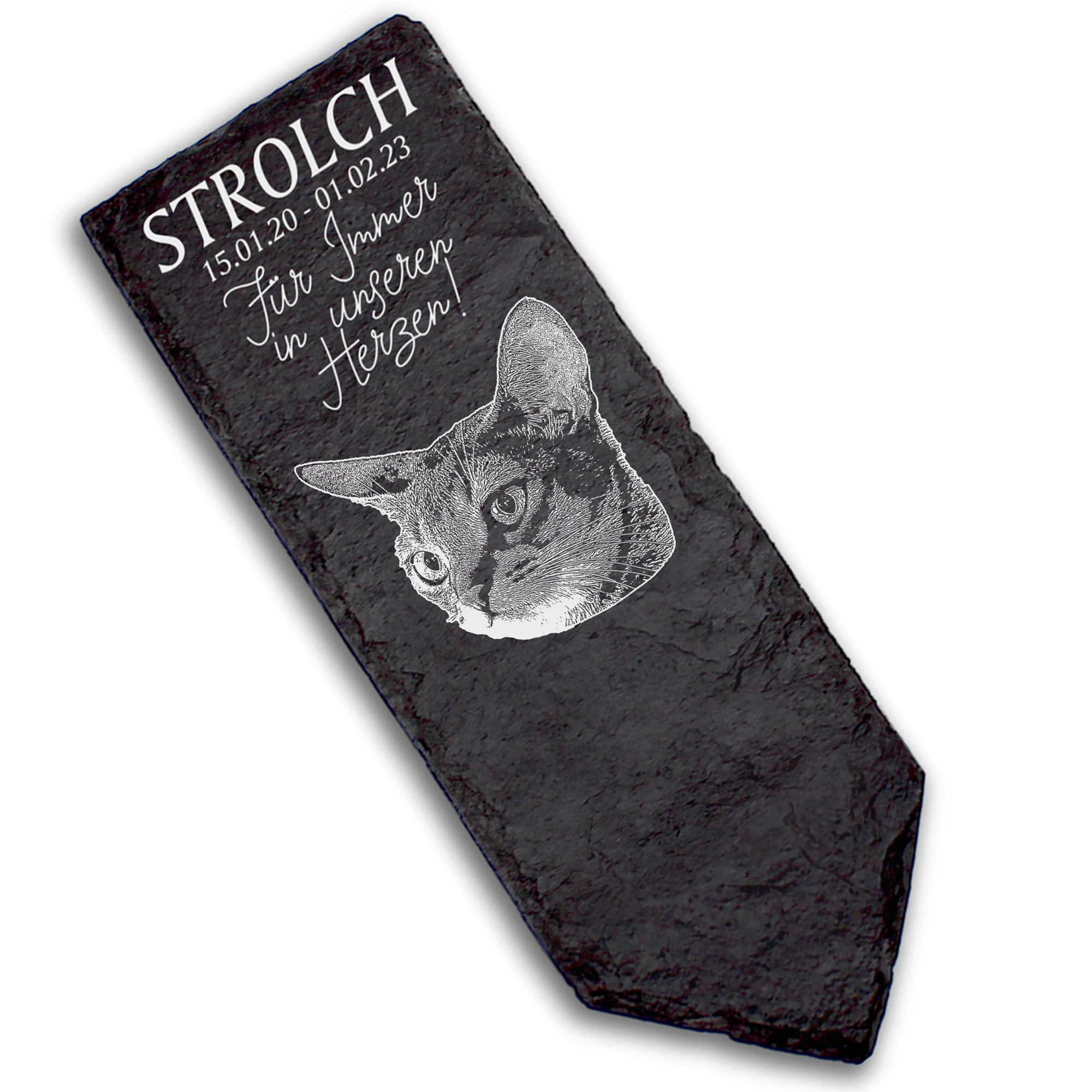 Grabstecker Grabschmuck Grabstein - Abessiner Katze - Personalisiert Grab Deko 8 x 22 cm Grabdekorat