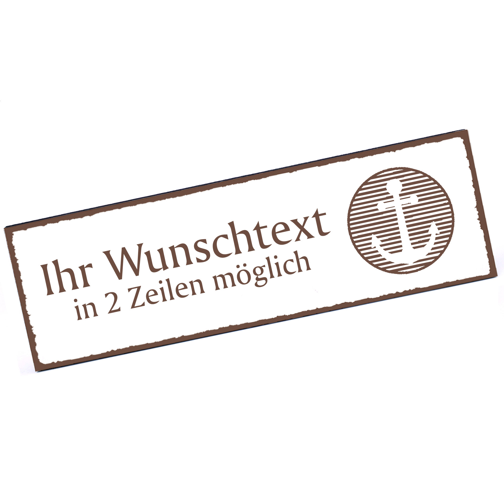 Türschild Anker auf Patch  Namensschild personalisiert mit Gravur - 150mm x 50mm - selbstklebend
