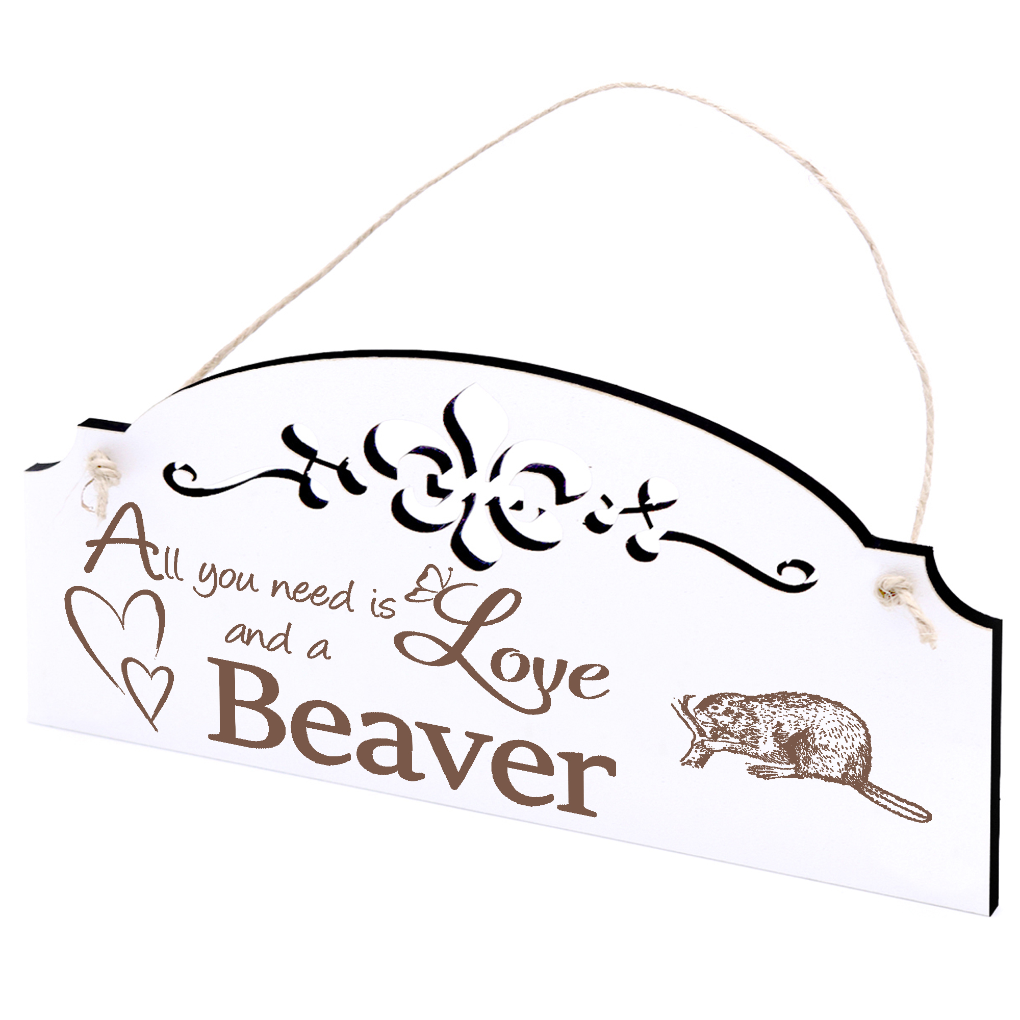 Schild Biber Deko 20x10cm - All you need is Love and a Beaver - Holz