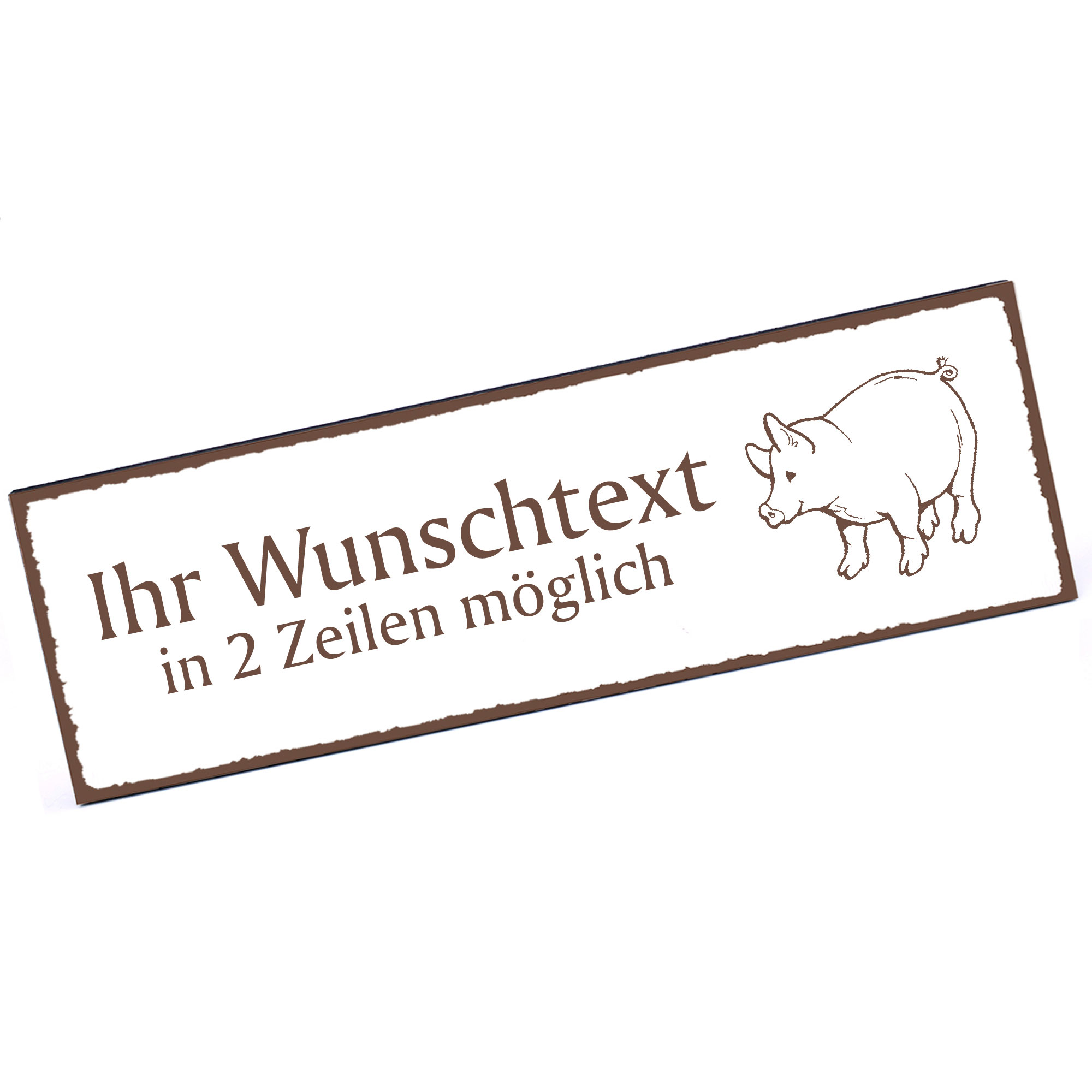 Türschild niedliches Schwein  Namensschild personalisiert mit Gravur - 150mm x 50mm - selbstklebend