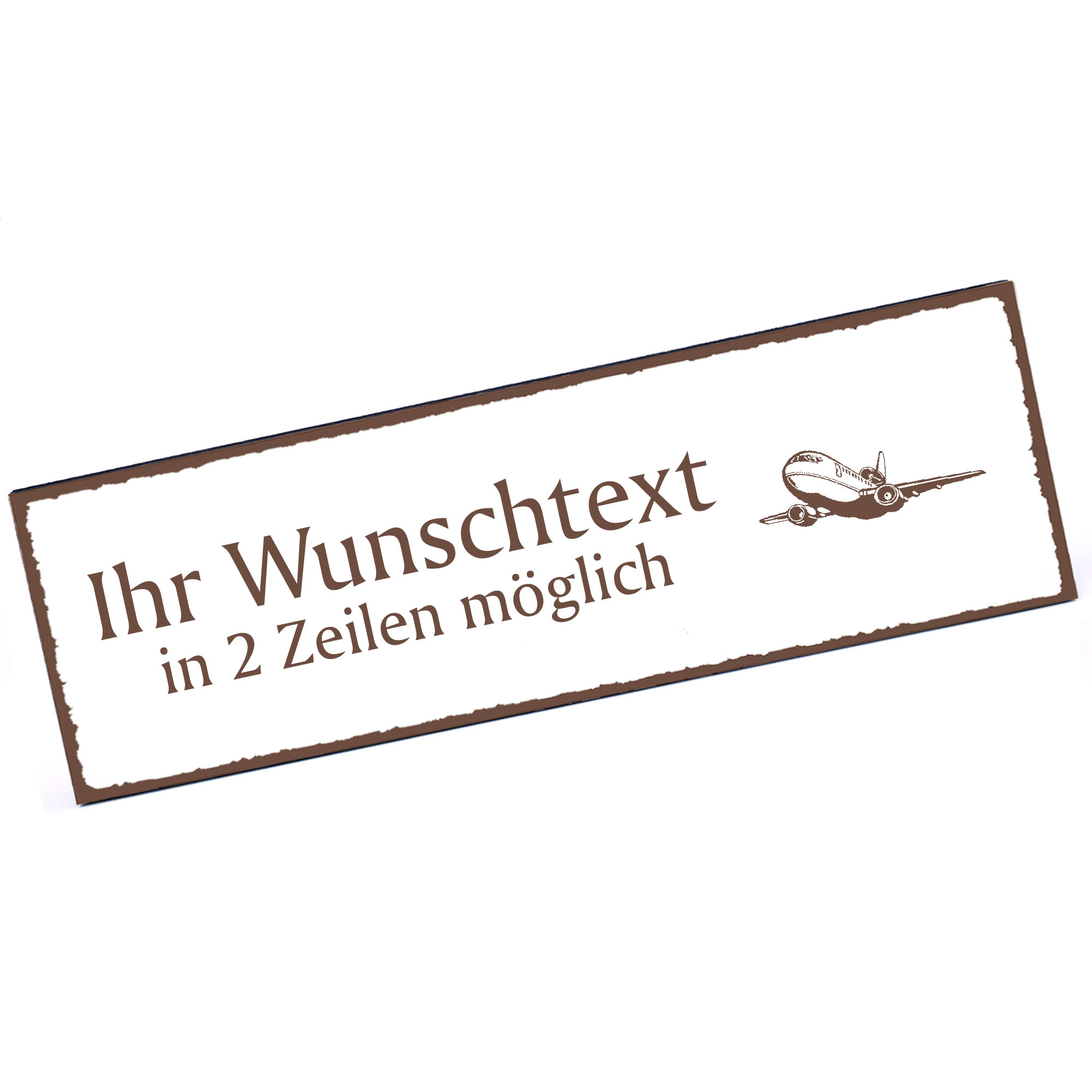 Türschild Flugzeug  Namensschild personalisiert mit Gravur - 150mm x 50mm - selbstklebend