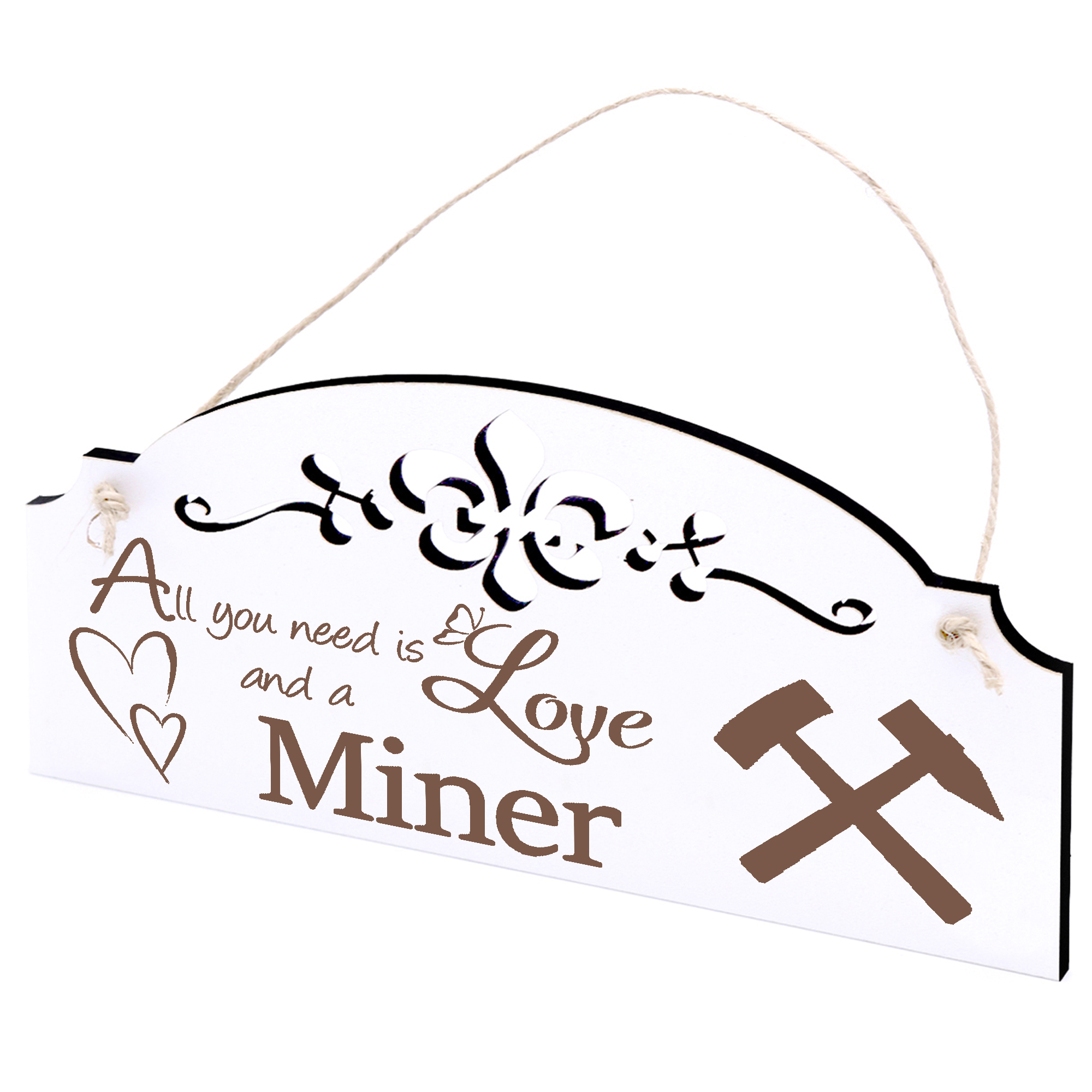Schild Bergbau Bergmann Zeichen Deko 20x10cm - All you need is Love and a Miner - Holz