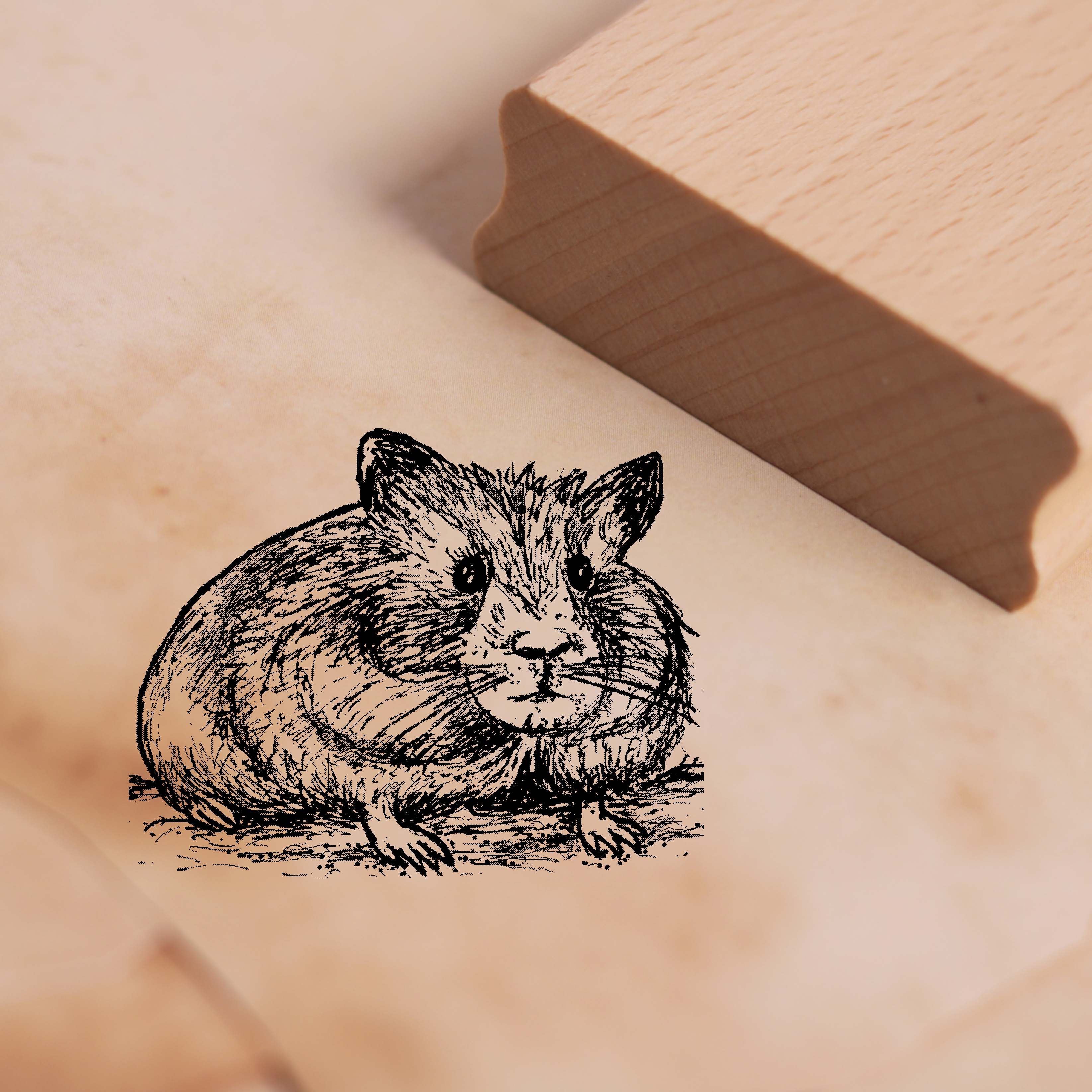Motivstempel Niedlicher Hamster - Goldhamster Stempel Holzstempel 48 x 38 mm