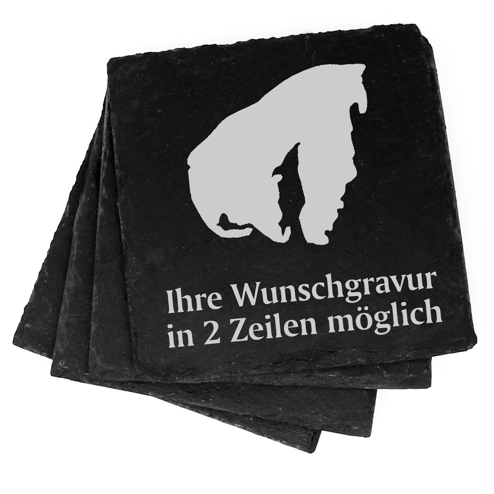 4x Insel Poel Deko Schiefer Untersetzer Wunschgravur Set - 11 x 11 cm