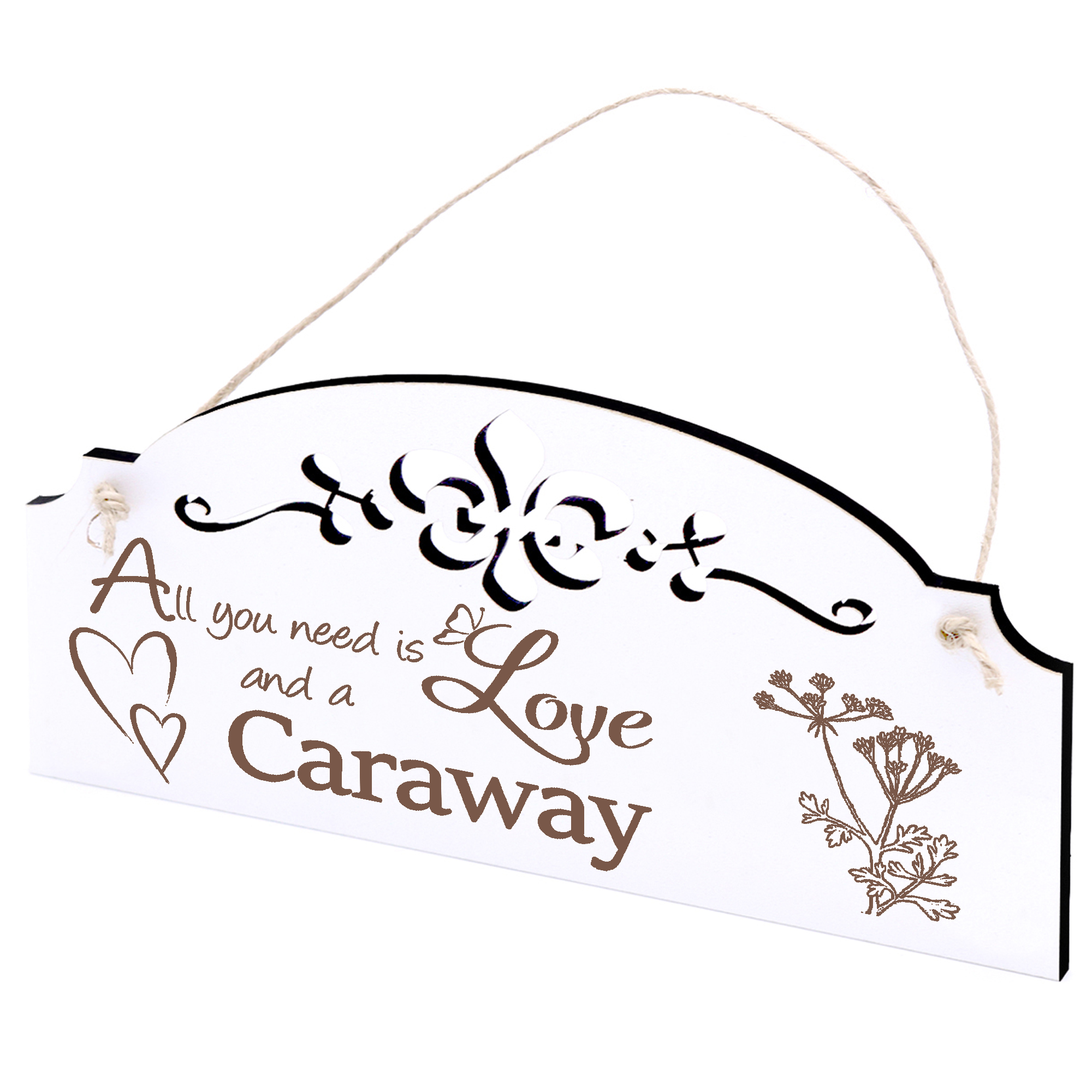 Schild Kümmel Deko 20x10cm - All you need is Love and a Caraway - Holz