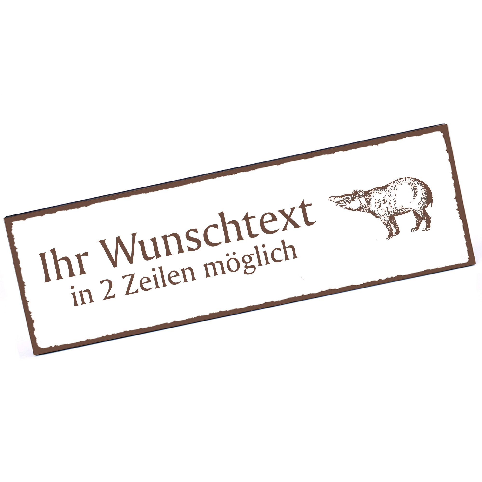 Türschild Tapir  Namensschild personalisiert mit Gravur - 150mm x 50mm - selbstklebend