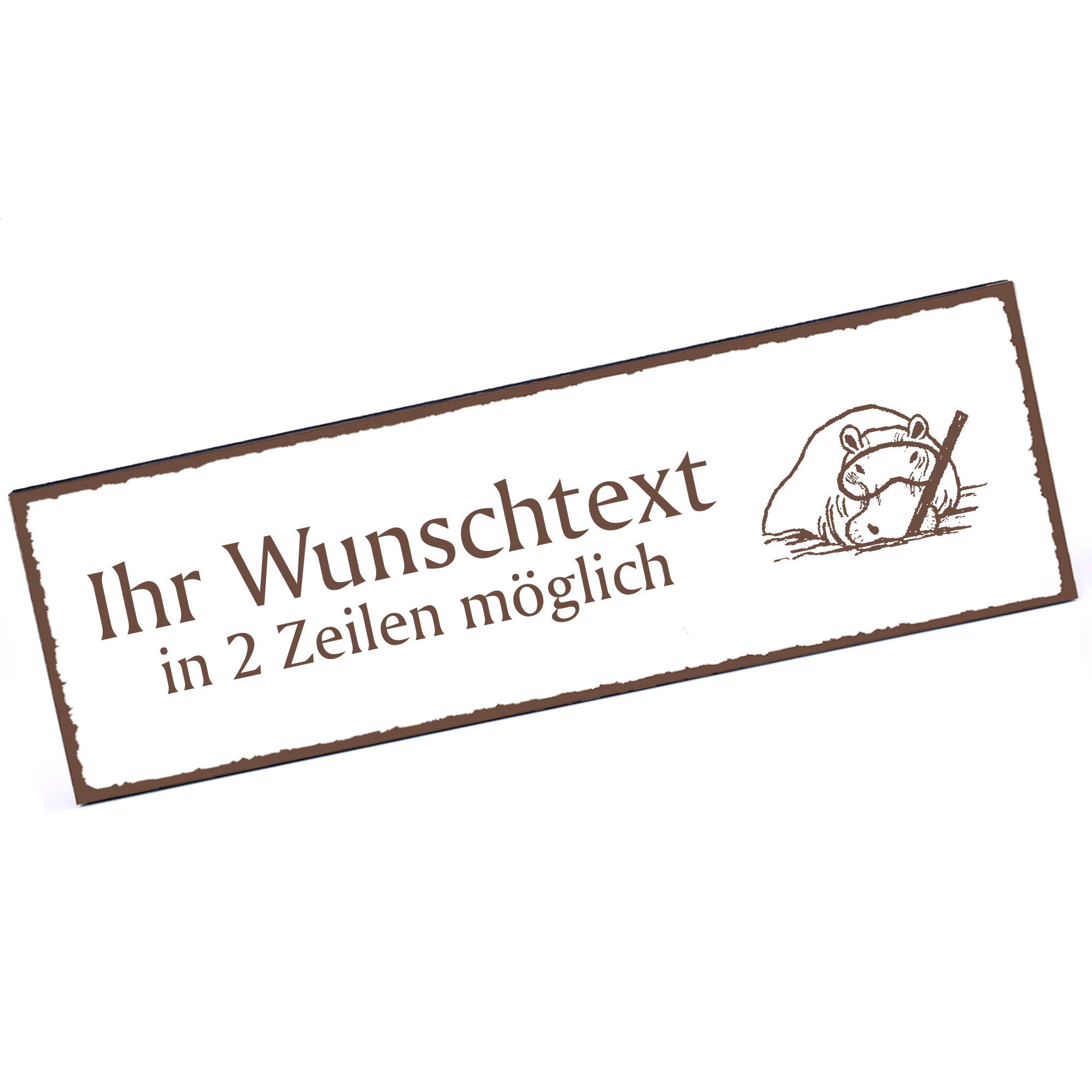 Türschild Nilpferd mit Taucherbrille  Namensschild personalisiert mit Gravur - 150mm x 50mm - selbst