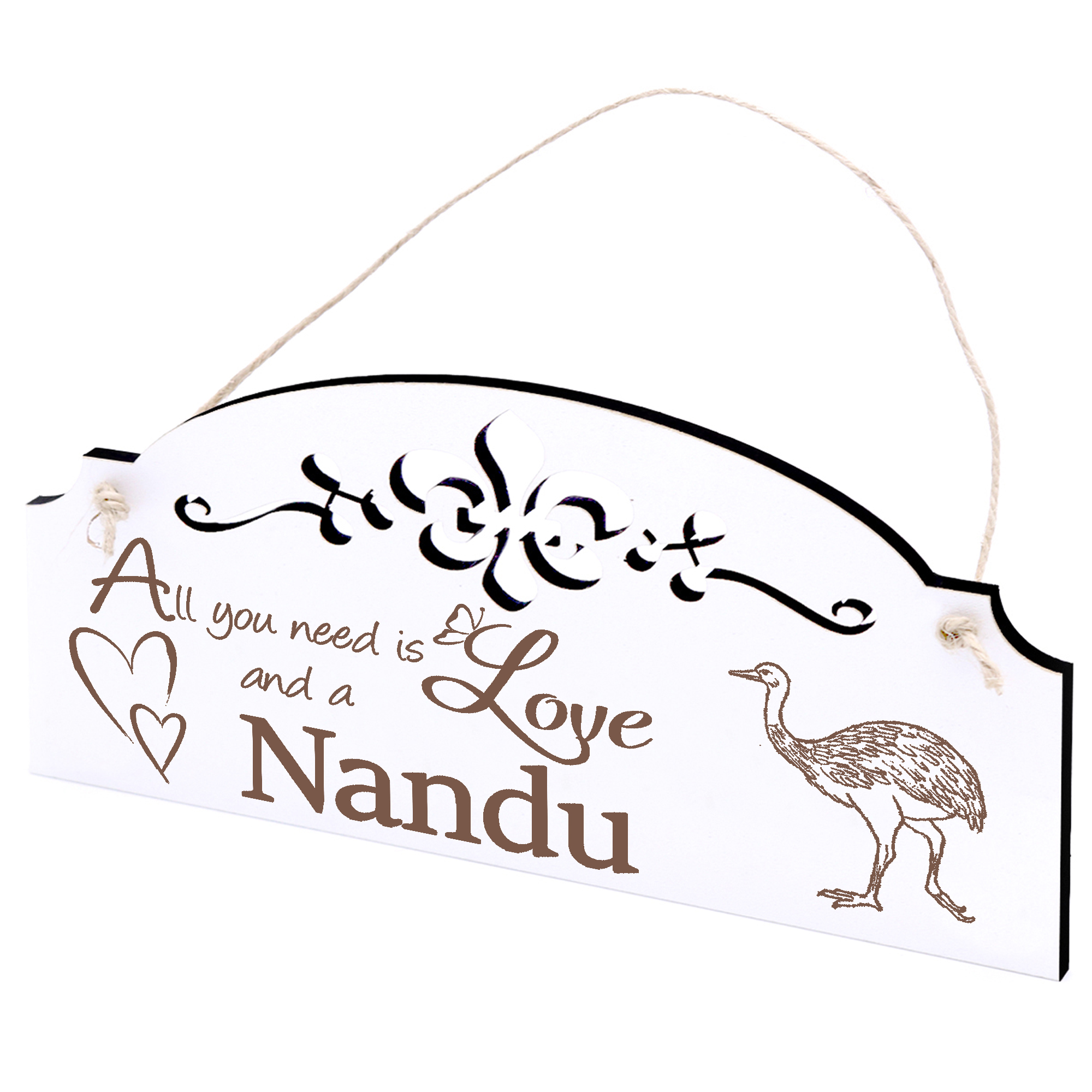 Schild Nandu Deko 20x10cm - All you need is Love and a Nandu - Holz