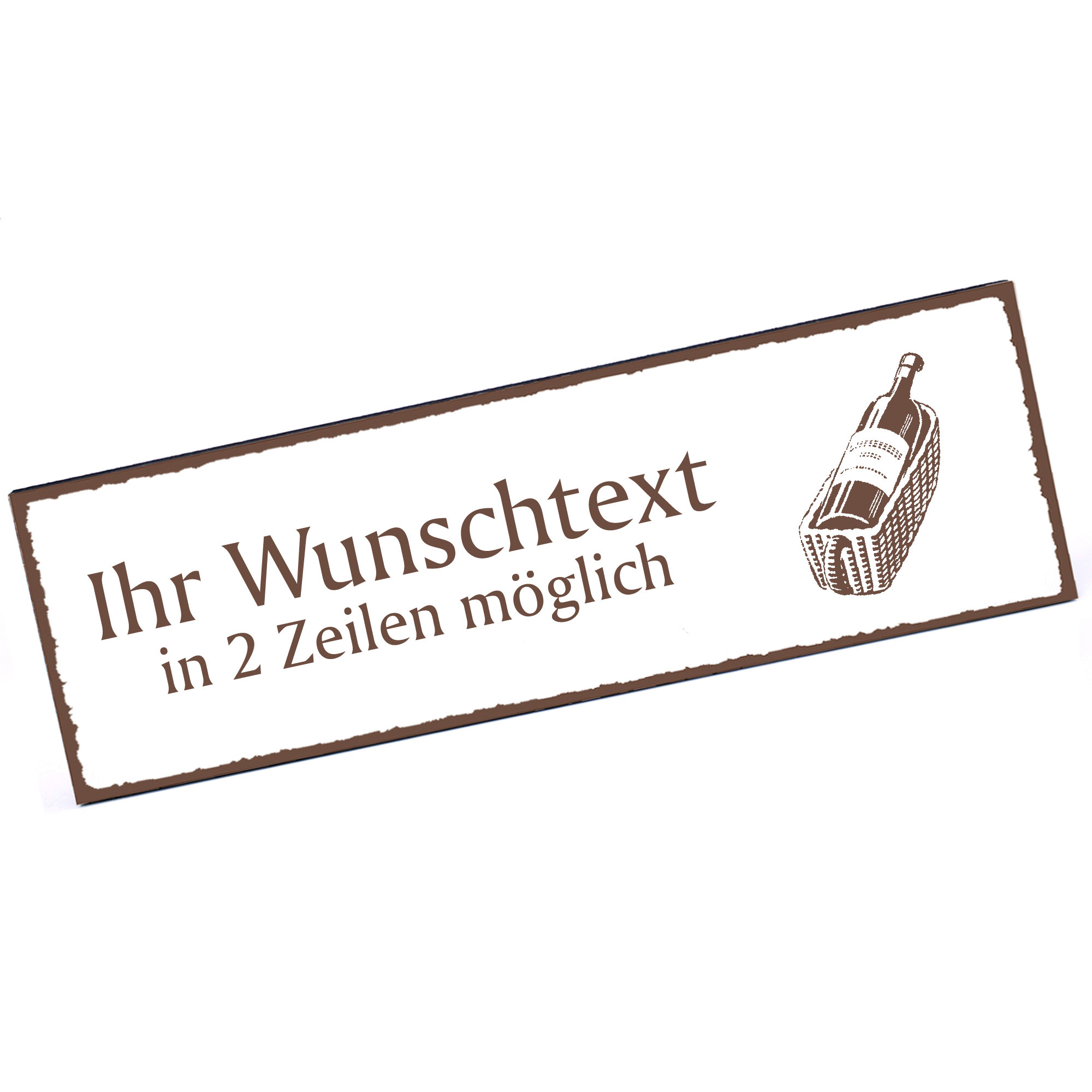 Türschild Weinflasche  Namensschild personalisiert mit Gravur - 150mm x 50mm - selbstklebend