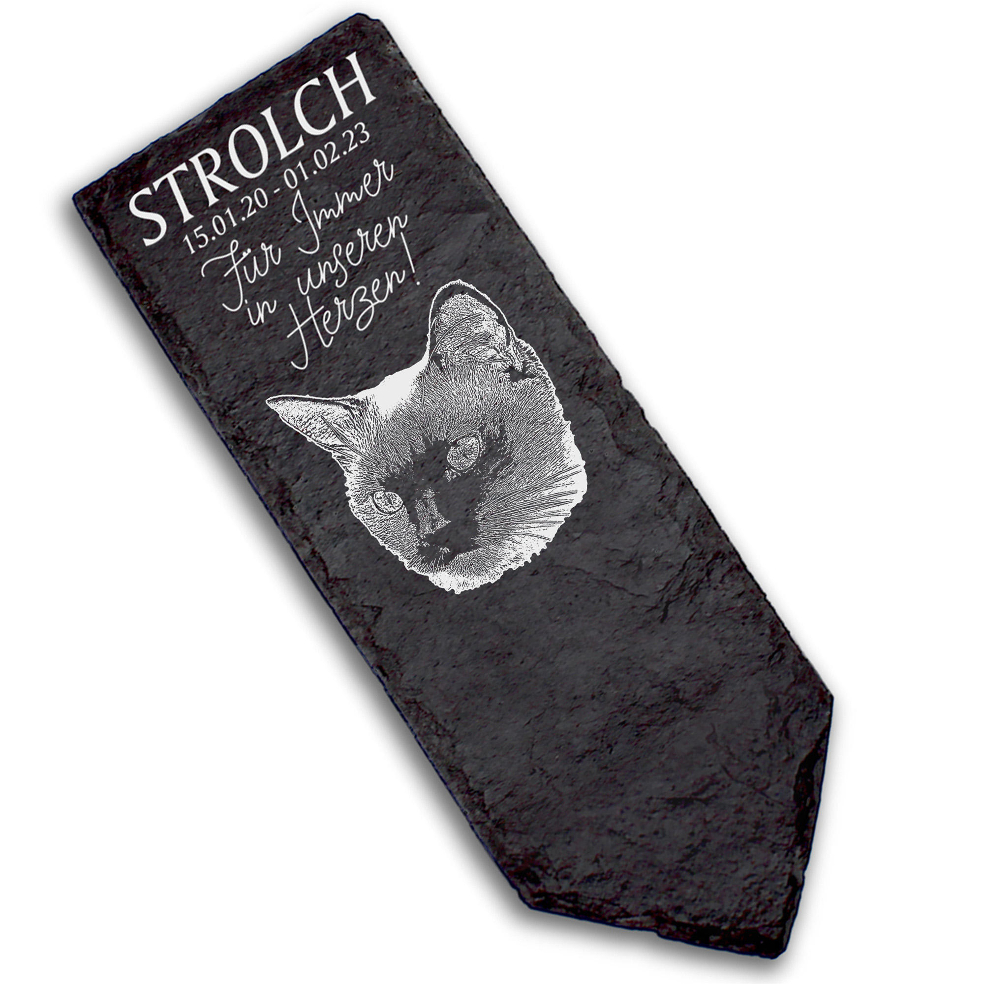 Grabstecker Grabschmuck Grabstein - Siamkatze Katze - Personalisiert Grab Deko 8 x 22 cm Grabdekorat