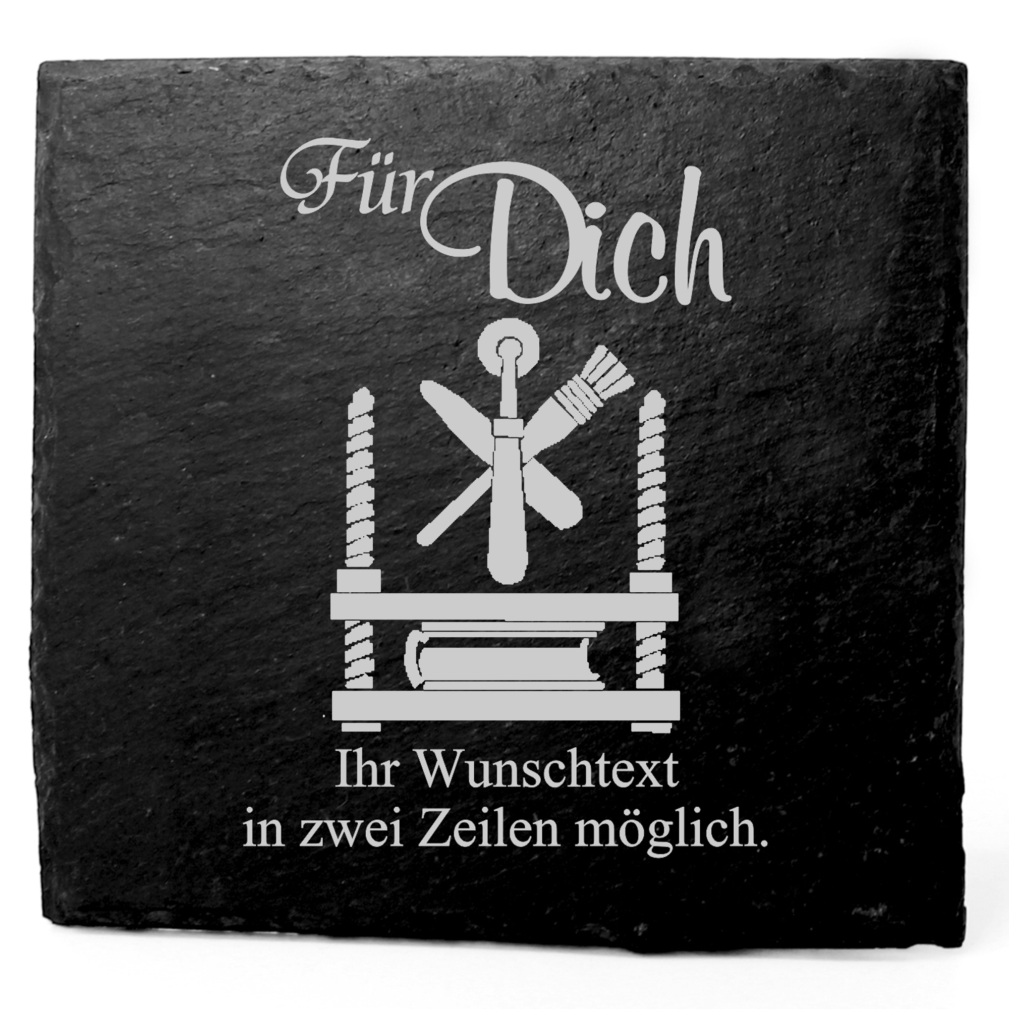 Deko Schiefer Untersetzer personalisiert Buchbinder - Für Dich - 11x11cm