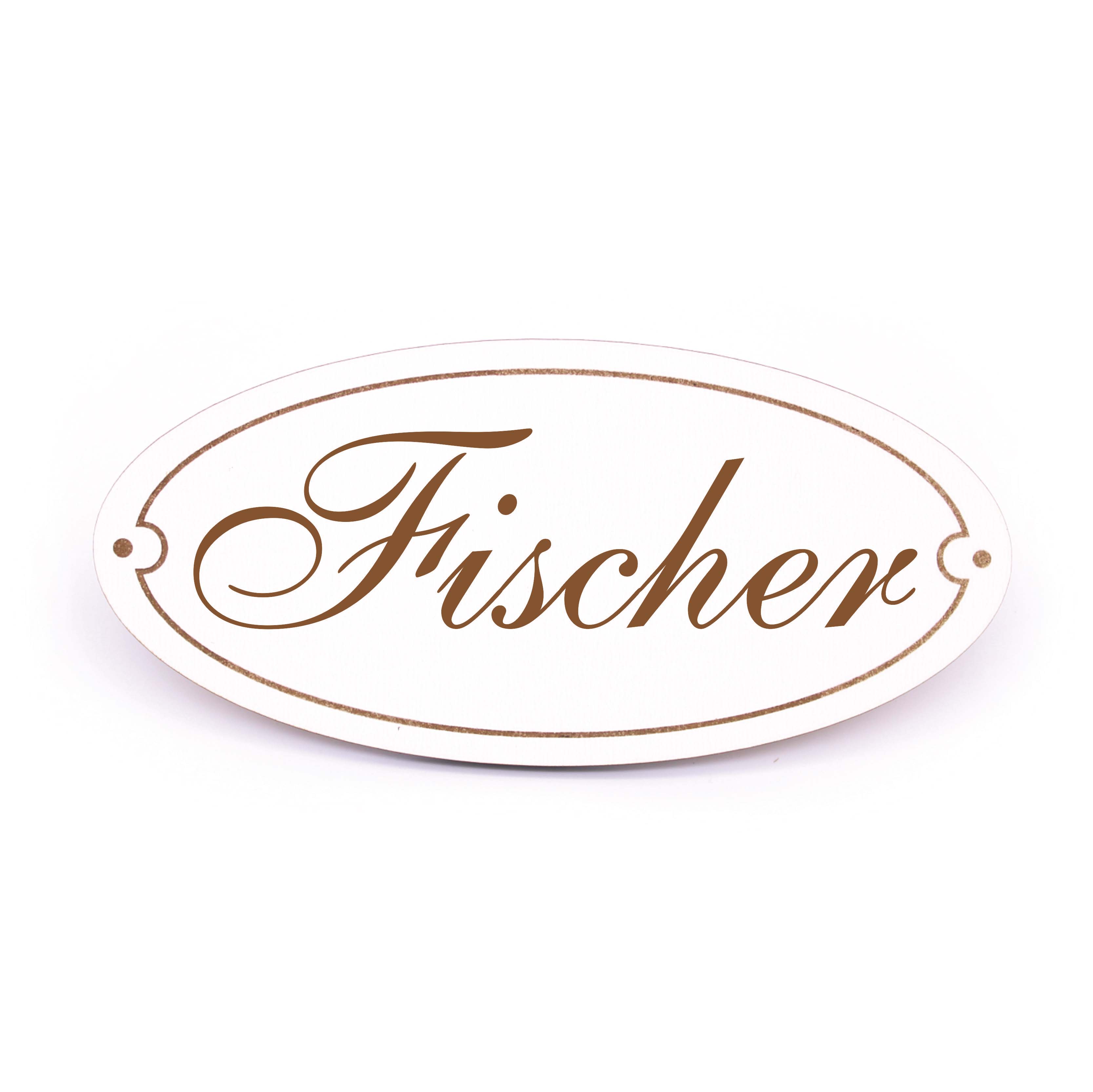 Ovales Türschild Fischer - selbstklebend - 15 x 7 cm