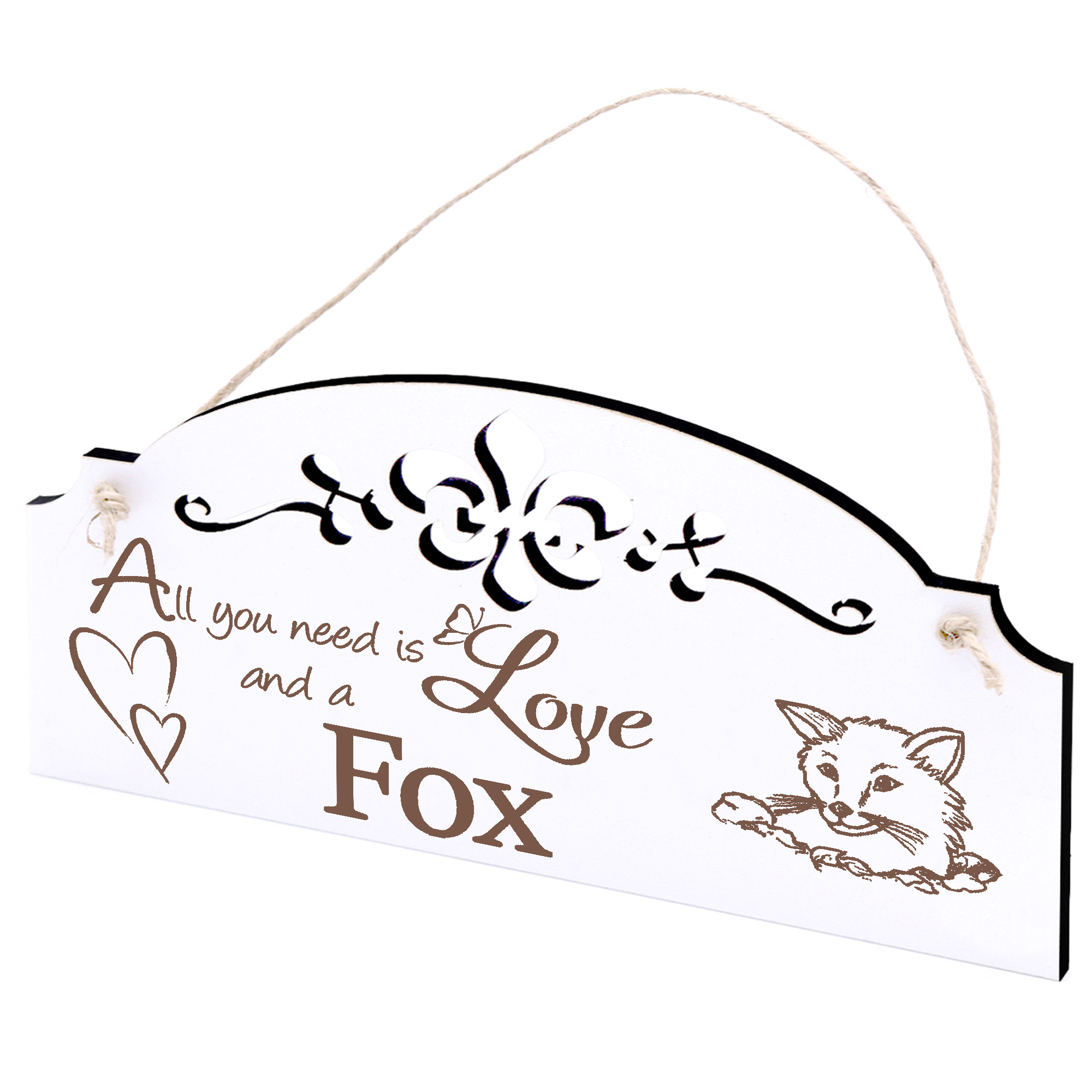 Schild Fuchs im Erdloch Deko 20x10cm - All you need is Love and a Fox - Holz