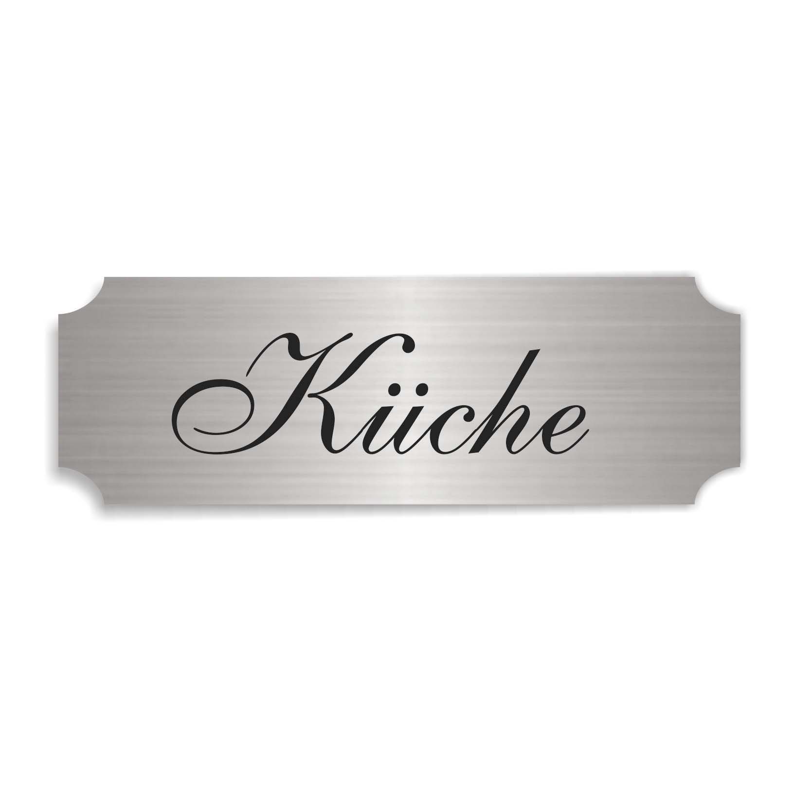 Schild « KÜCHE » selbstklebend - Aluminium Look - silber