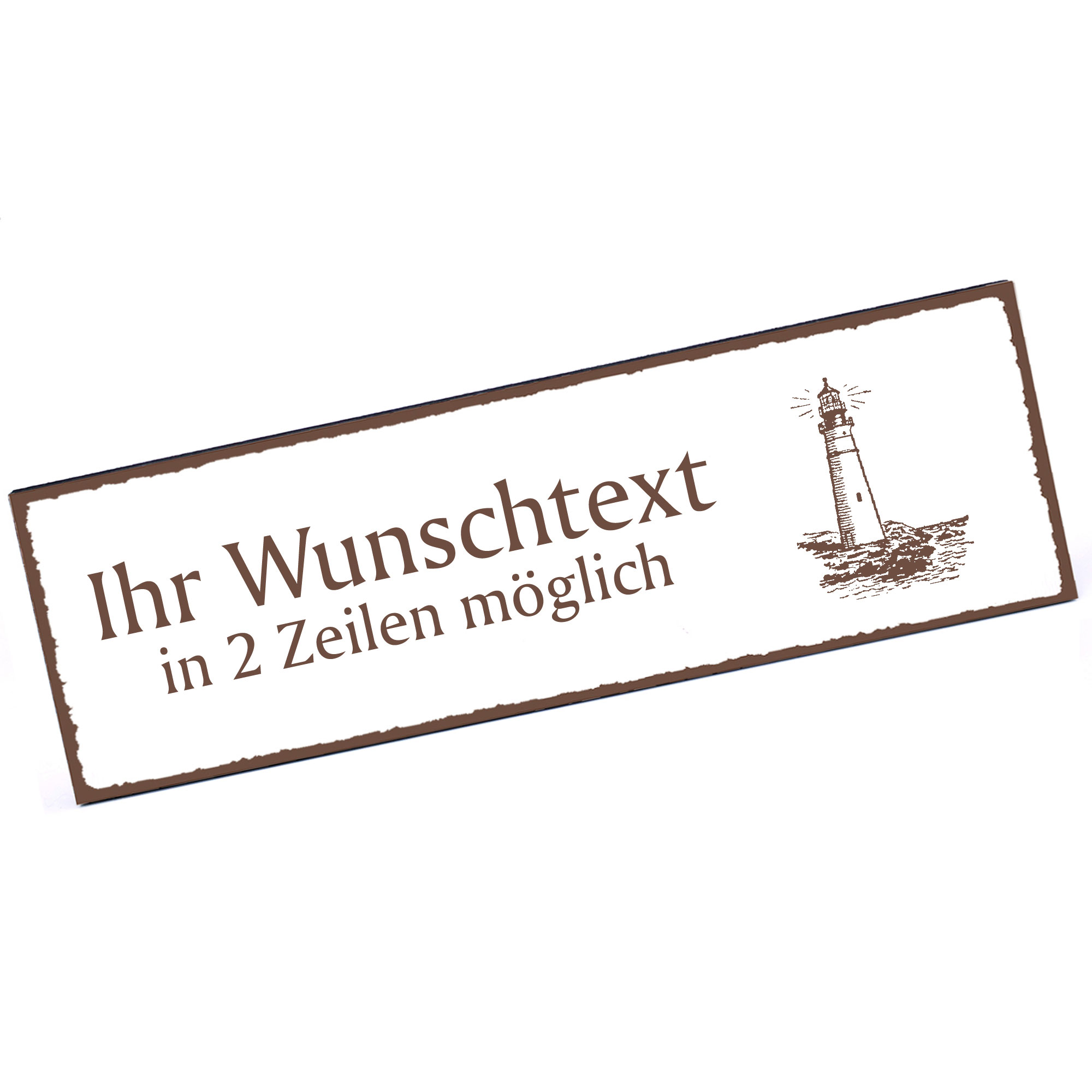 Türschild Leuchtturm  Namensschild personalisiert mit Gravur - 150mm x 50mm - selbstklebend