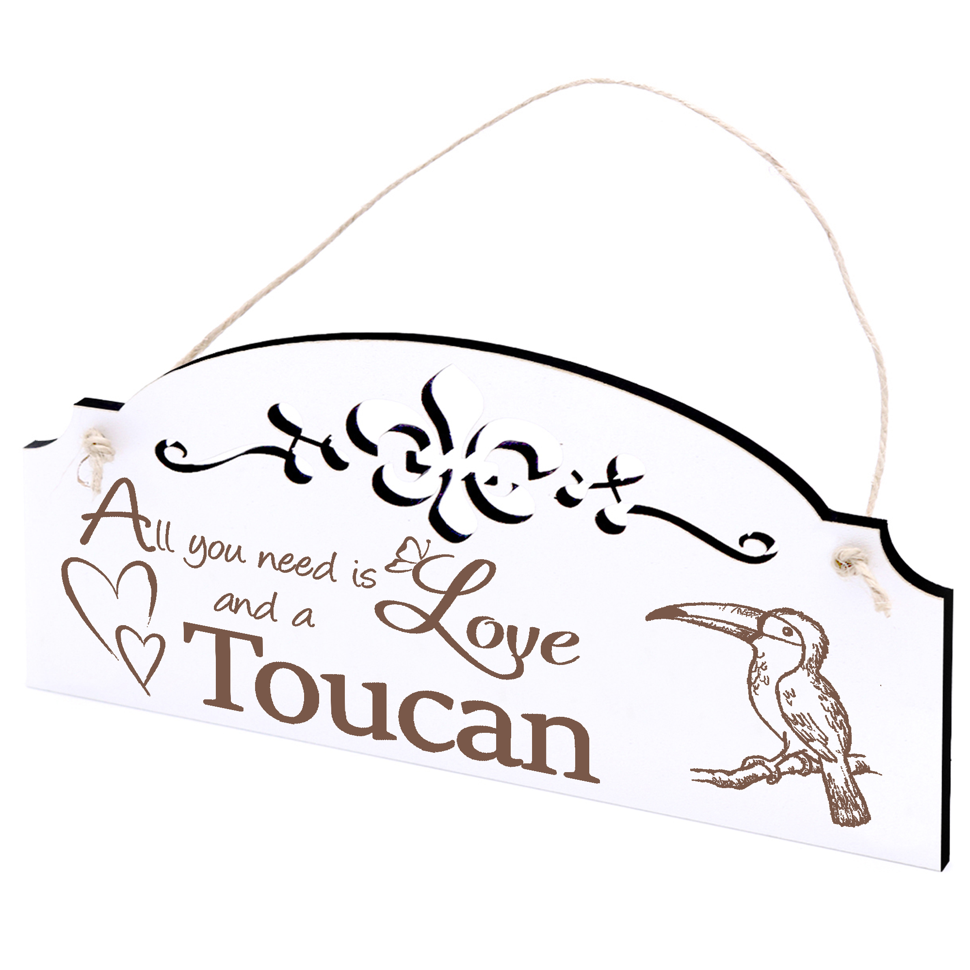 Schild Tukan Deko 20x10cm - All you need is Love and a Toucan - Holz