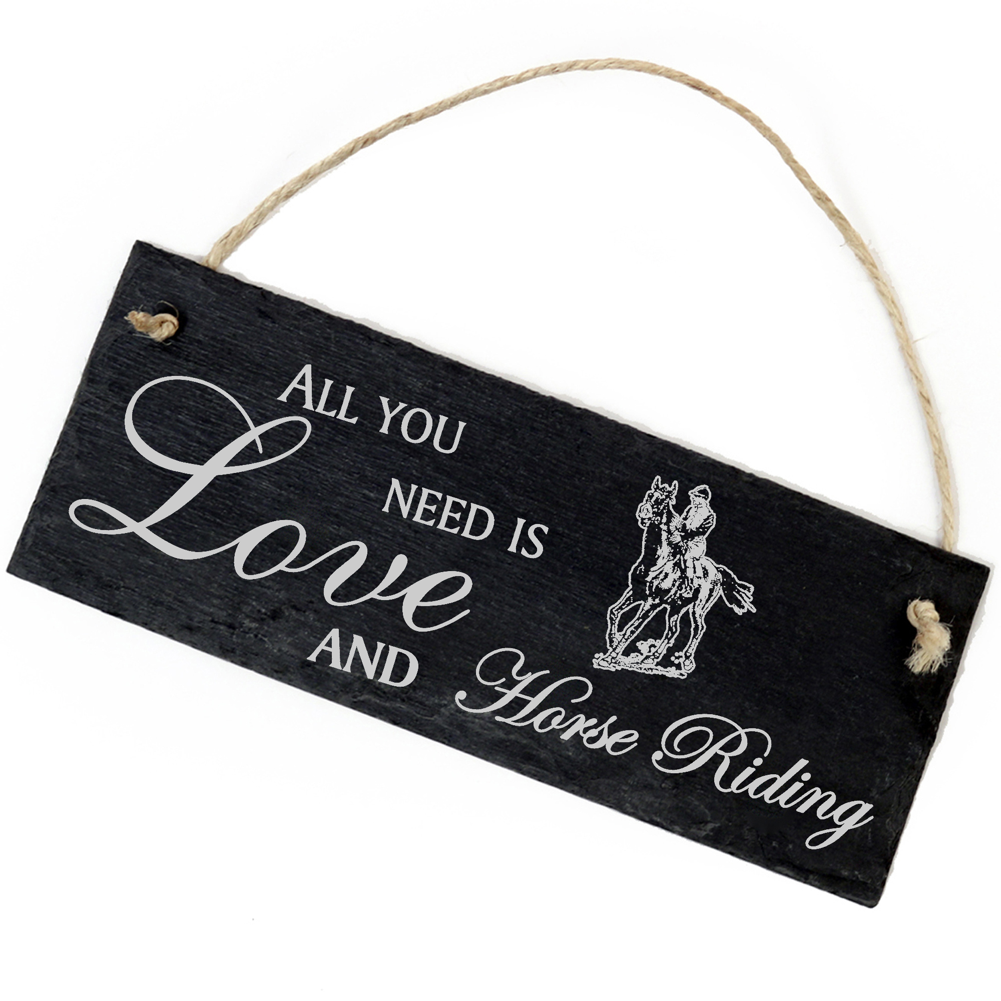 Schiefertafel Deko Reiten Schild 22 x 8 cm - All you need is Love and Horse Riding