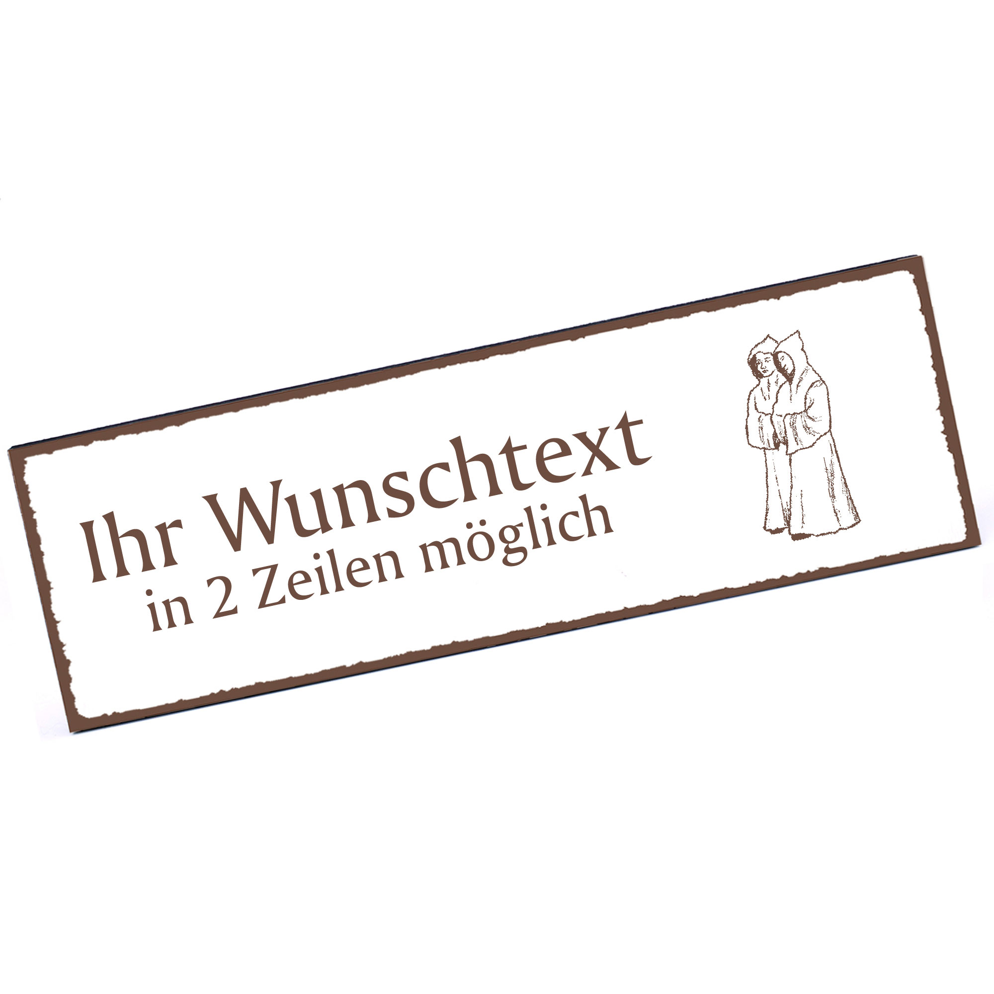 Türschild Mönch  Namensschild personalisiert mit Gravur - 150mm x 50mm - selbstklebend