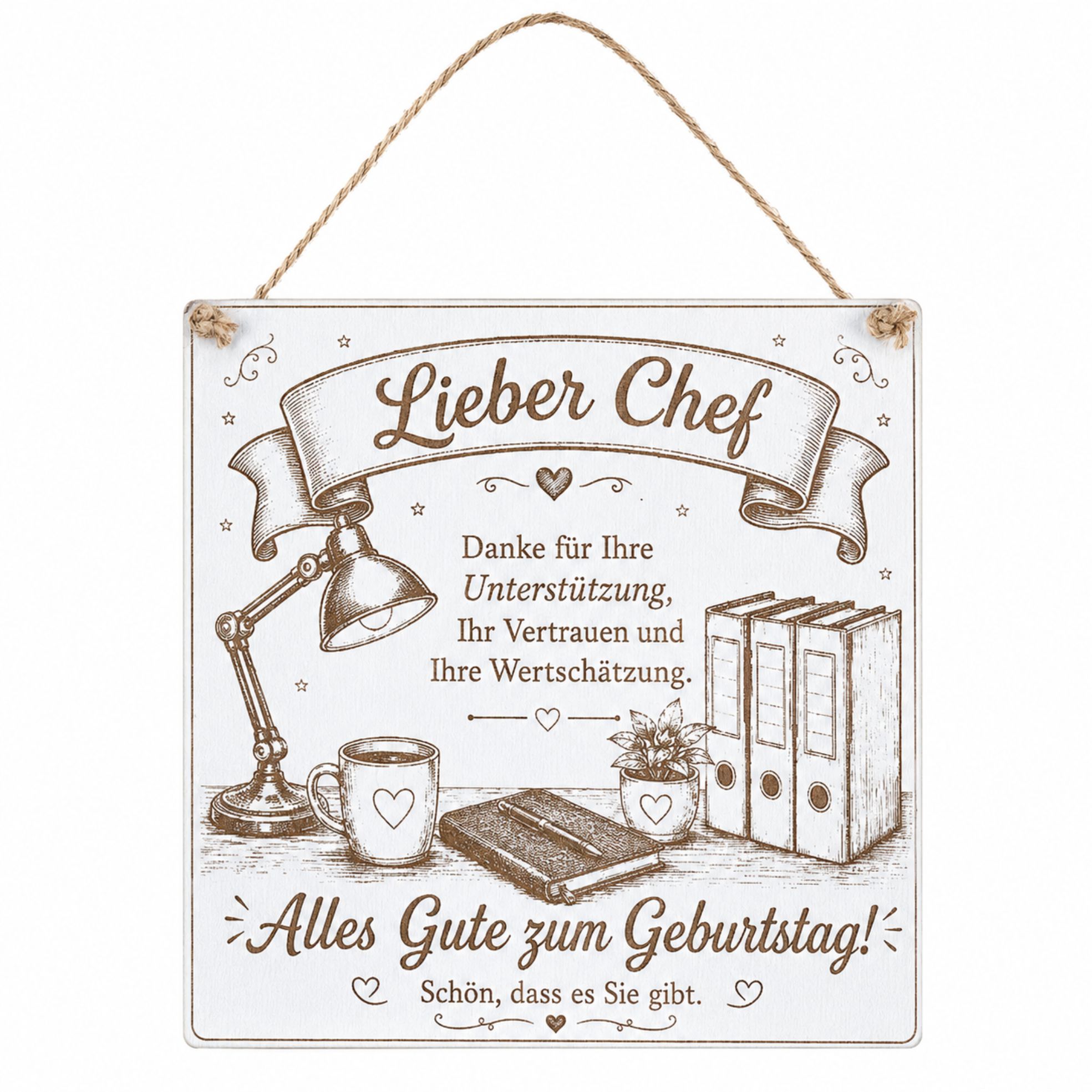 Geschenk für Chef Geburtstag - Schild mit Spruch 12 x 12 cm
