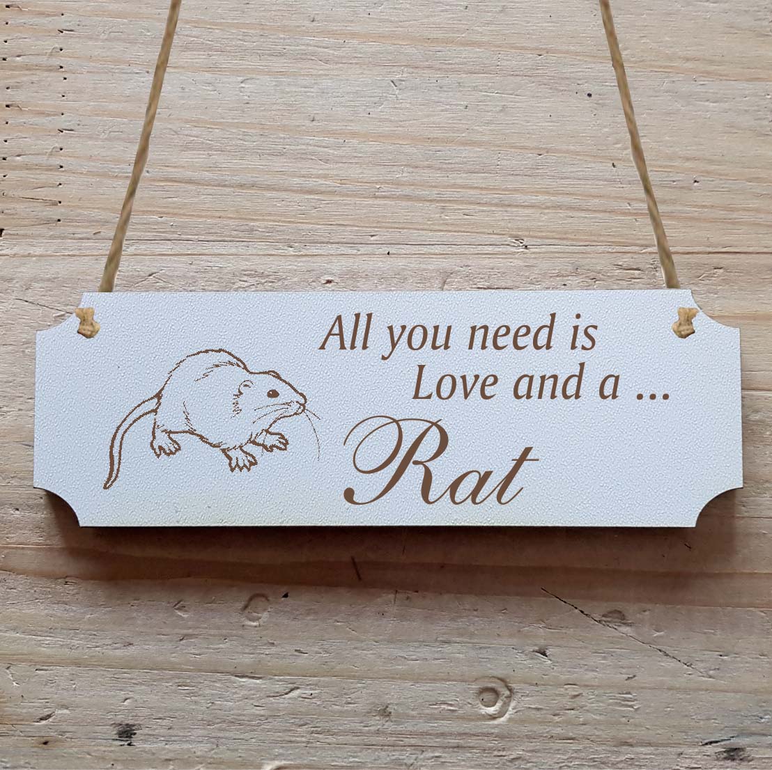 Dekoschild « All you need is Love and a Rat » Ratte