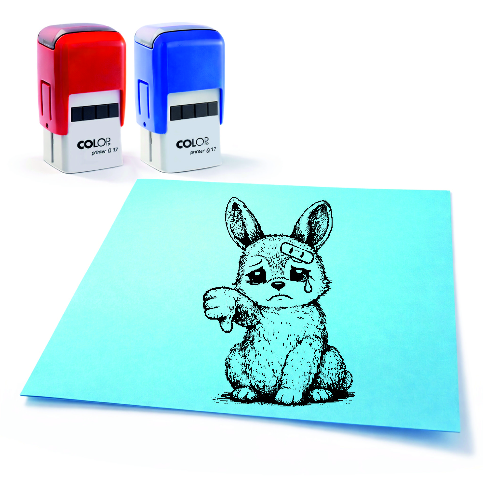  Lehrer Automatikstempel Hase Motivationsstempel Schüler – Tiermotive Daumen runter – Abdruck 16 x 16 mm