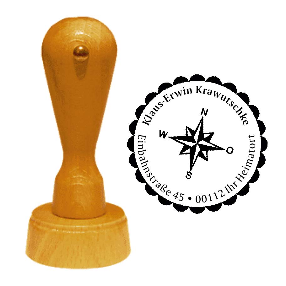 Adressenstempel « WINDROSE » mit persönlichem Wunschtext