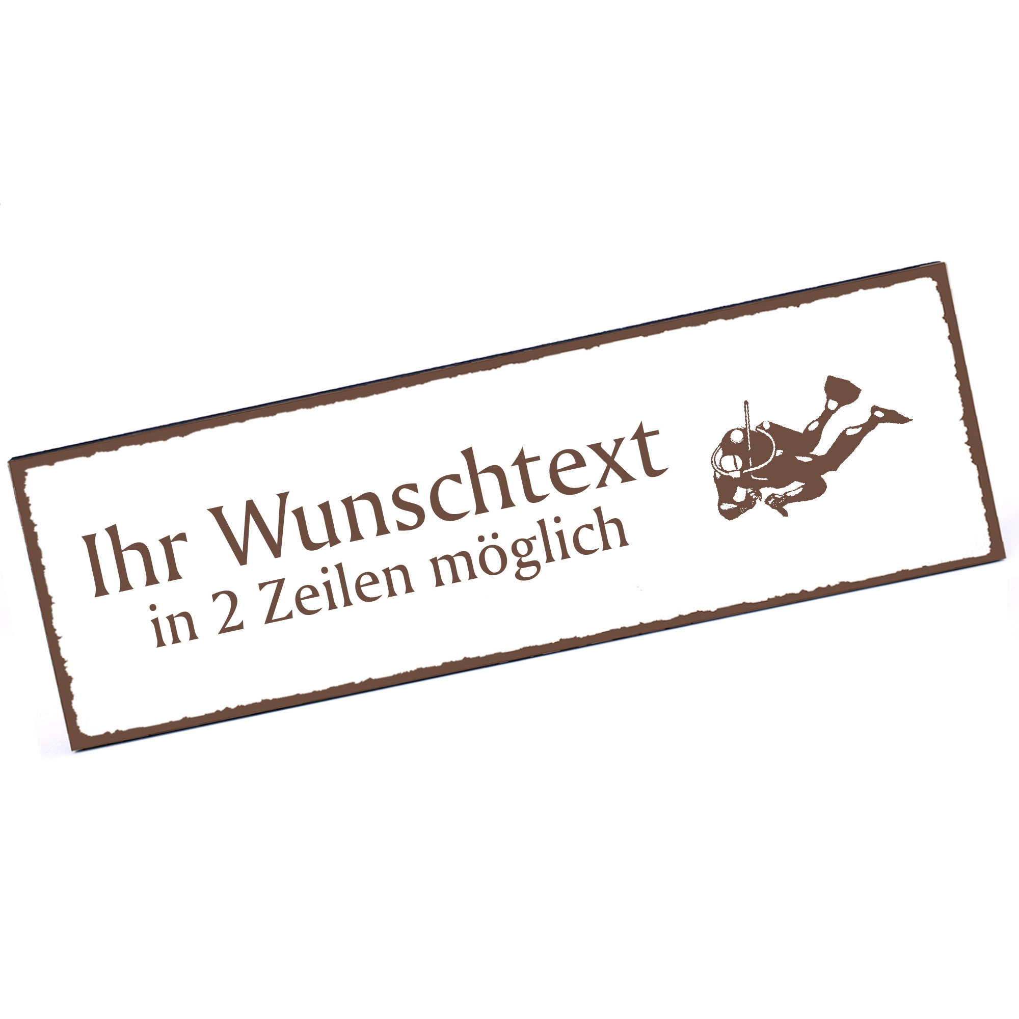 Türschild dunkler Taucher  Namensschild personalisiert mit Gravur - 150mm x 50mm - selbstklebend