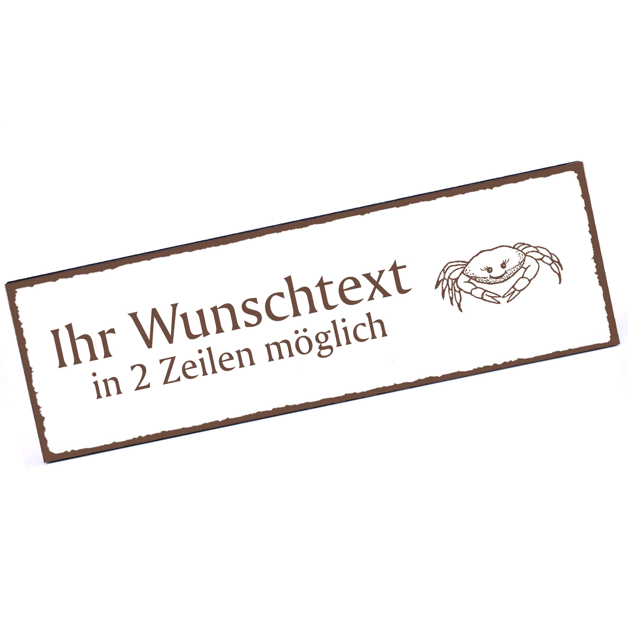 Türschild niedlicher Krebs  Namensschild personalisiert mit Gravur - 150mm x 50mm - selbstklebend