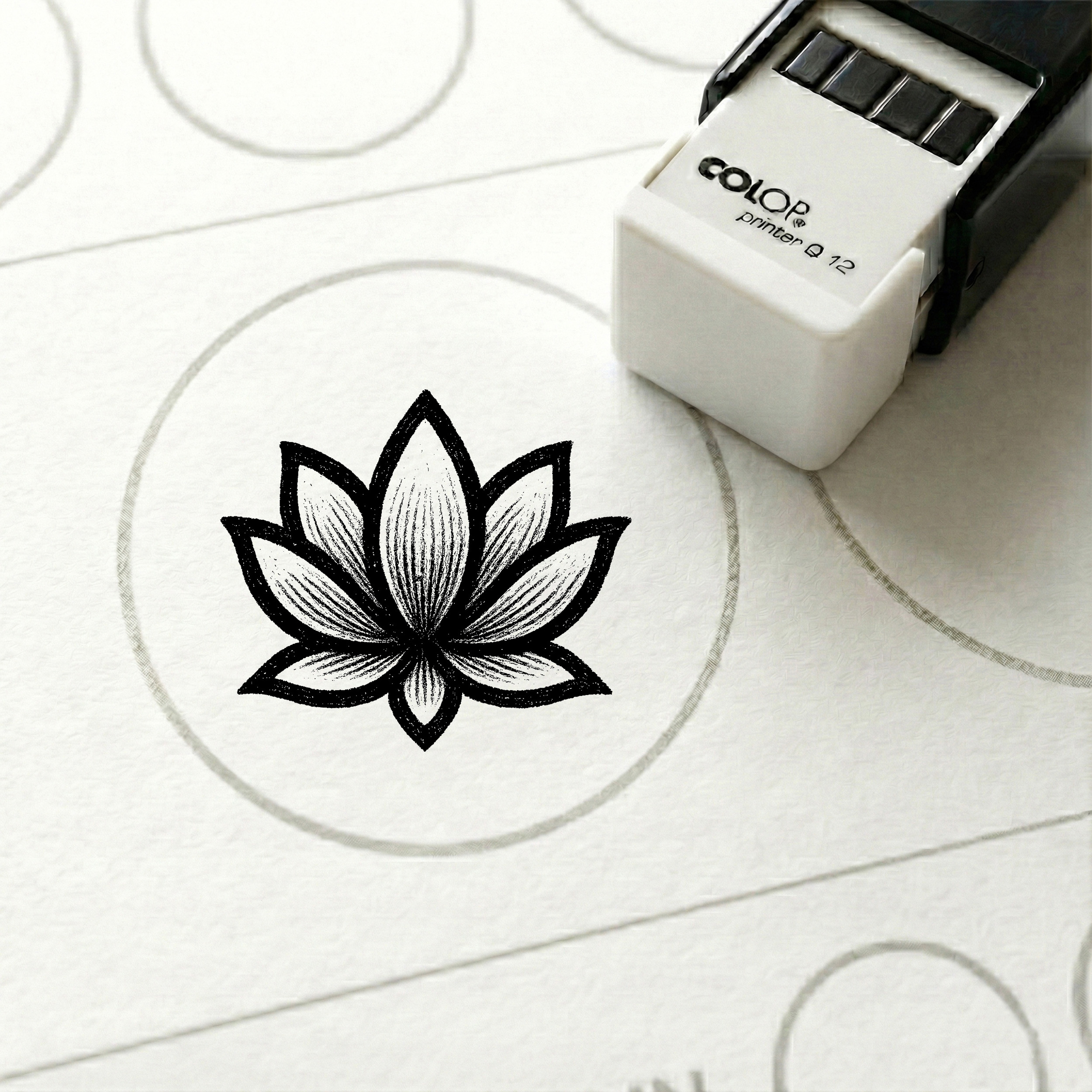 Bonusstempel Lotus Blume 10x10 mm – Bonuskartenstempel für Spa Massagepraxis Wellnessstudio Entspannungszentrum
