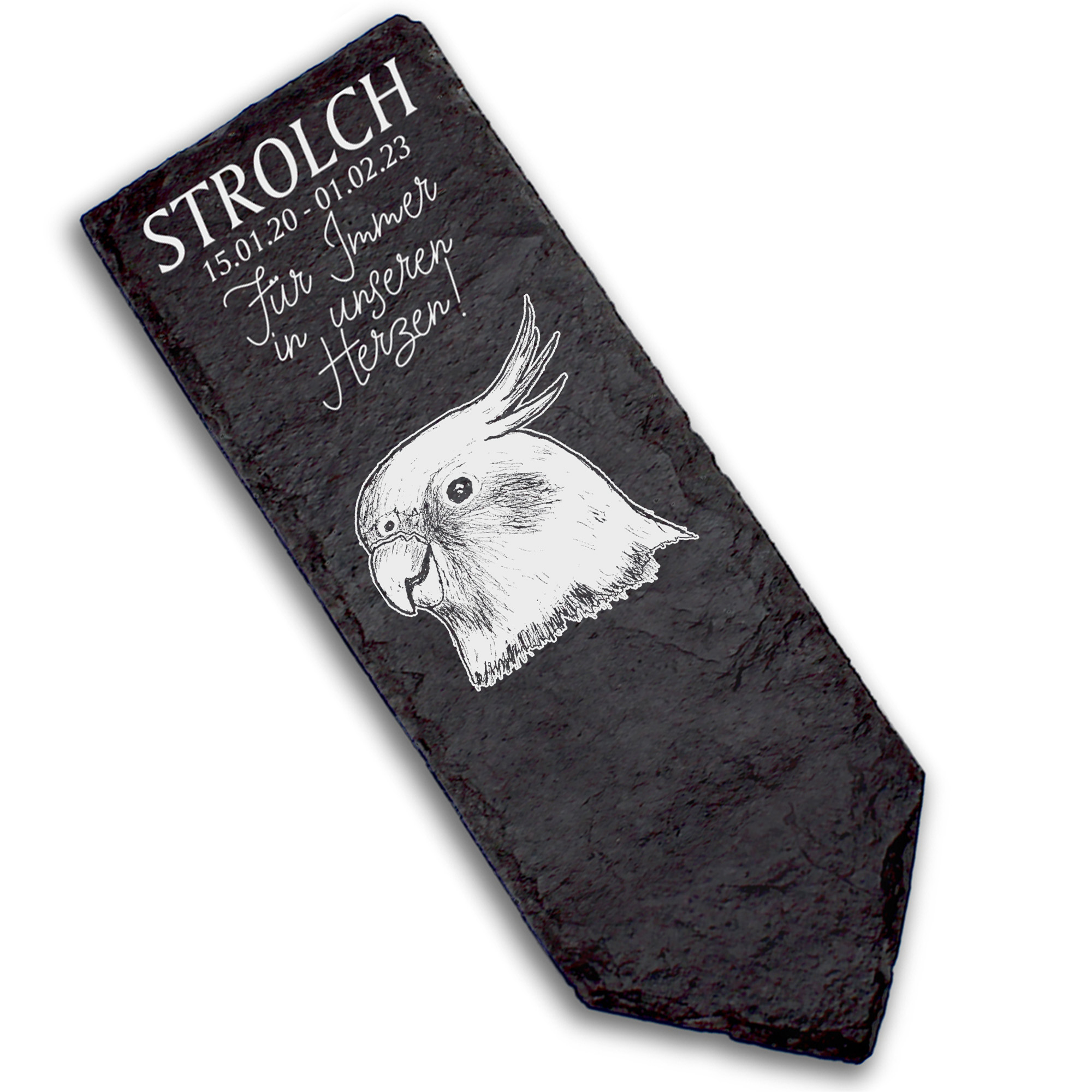Grabstecker Grabschmuck Grabstein - Nymphensittich - Personalisiert Grab Deko 8 x 22 cm Grabdekorati