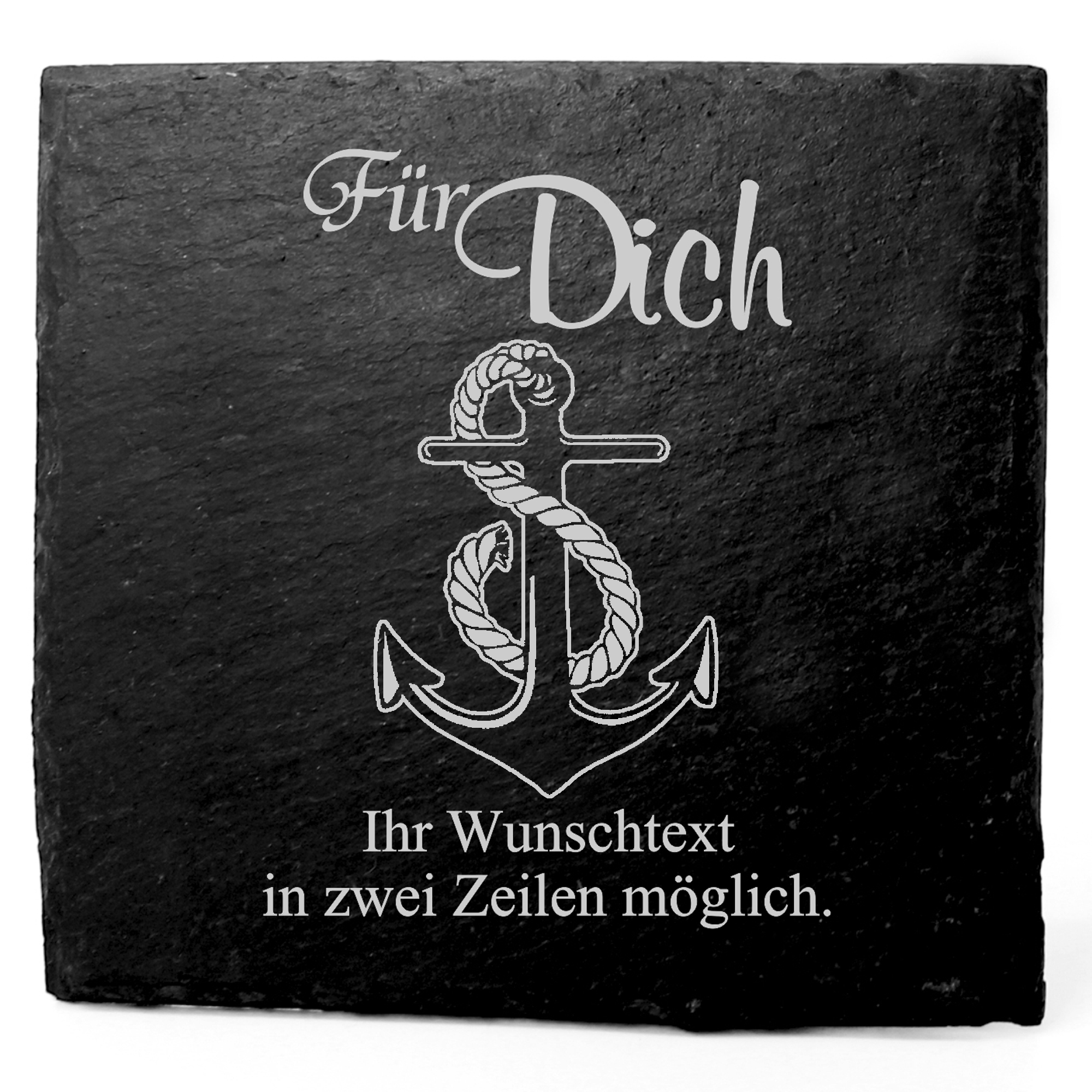 Deko Schiefer Untersetzer personalisiert Anker - Für Dich - 11x11cm