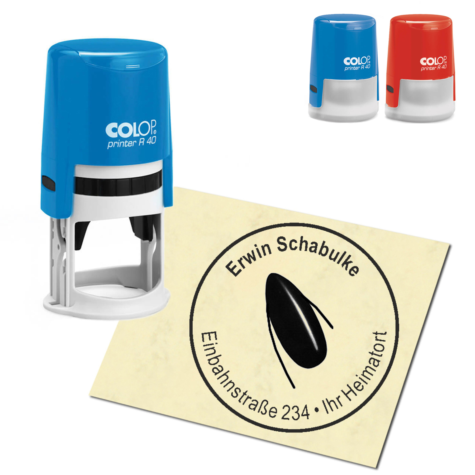 Stempel Adressstempel personalisiert - Fingernagel - rund &empty; 40mm
