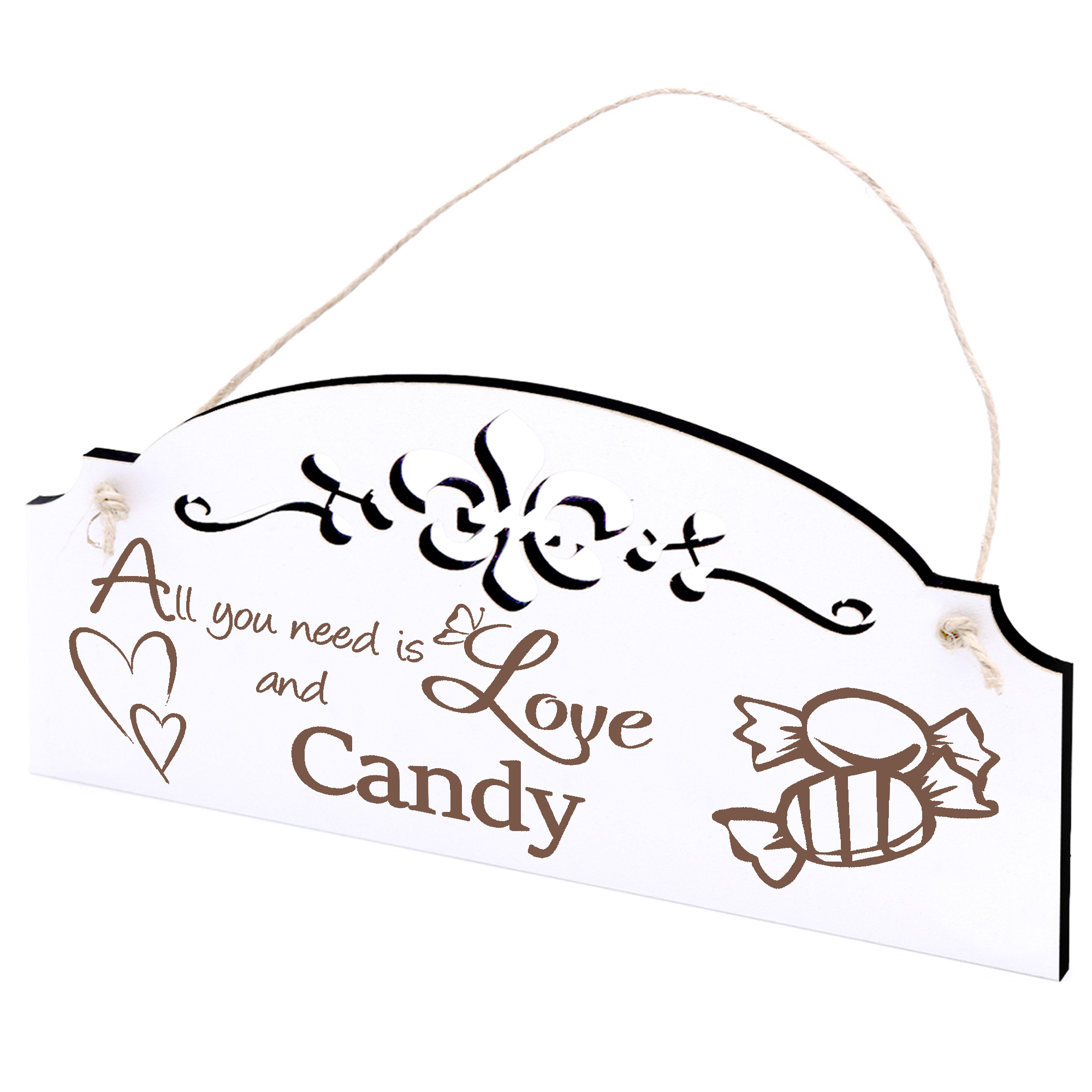 Schild Bonbons Deko 20x10cm - All you need is Love and Candy - Holz