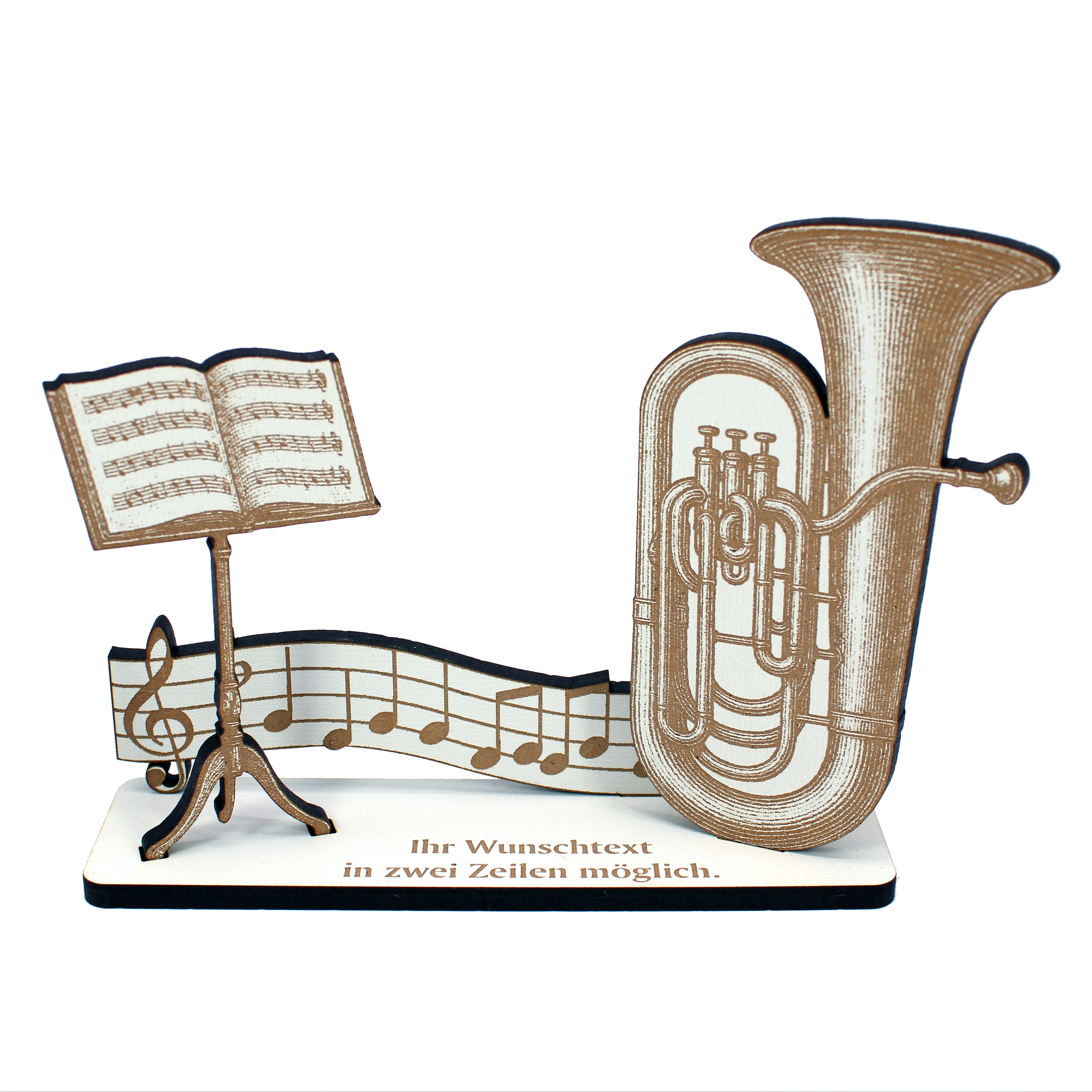 Dekoaufsteller Tuba – Geschenk für Musiker mit Wunschtext - Tubist & Tubistin  –  Geldgeschenk