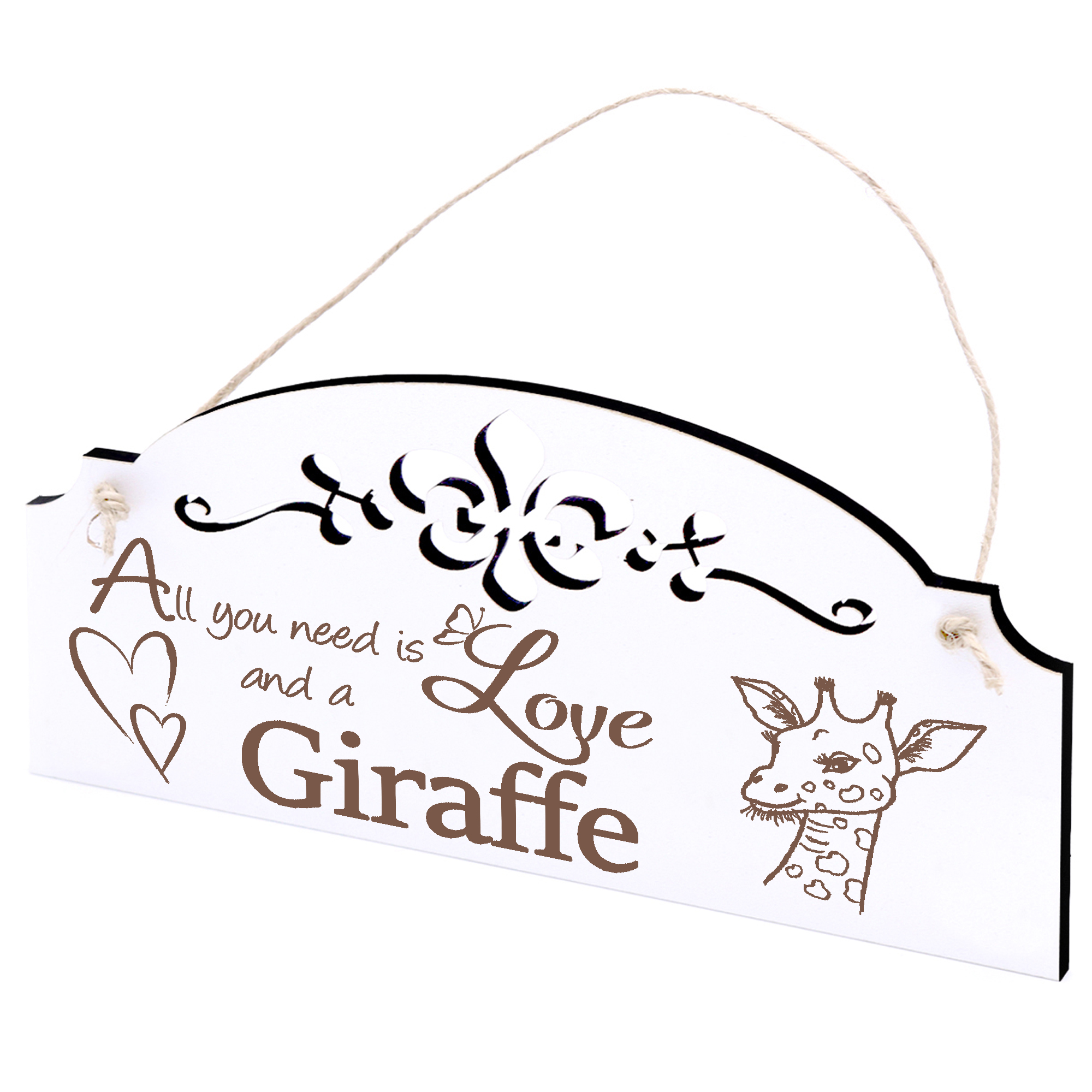Schild niedliche Giraffe Deko 20x10cm - All you need is Love and a Giraffe - Holz