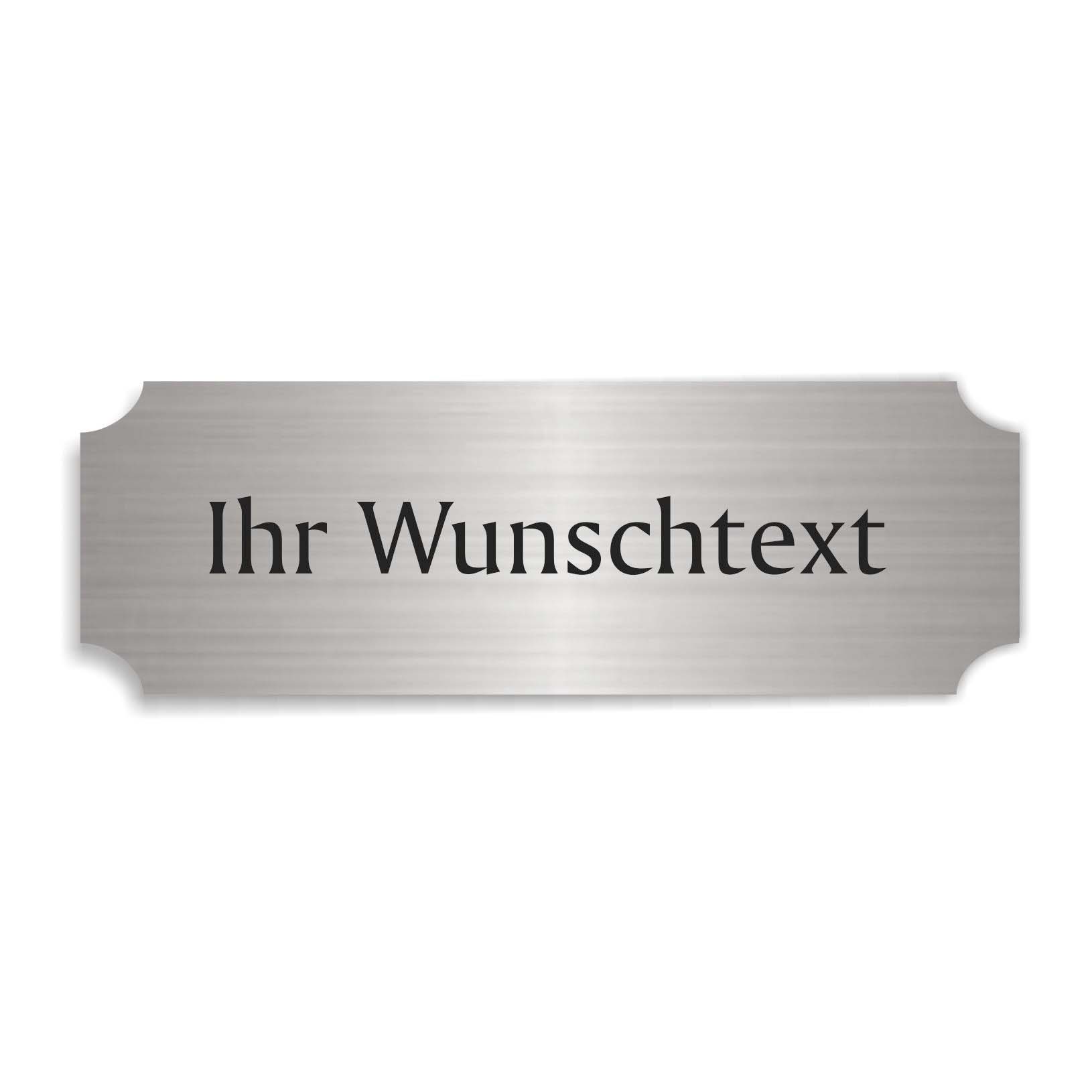Schild « IHR WUNSCHTEXT » selbstklebend - Aluminium Look - silber