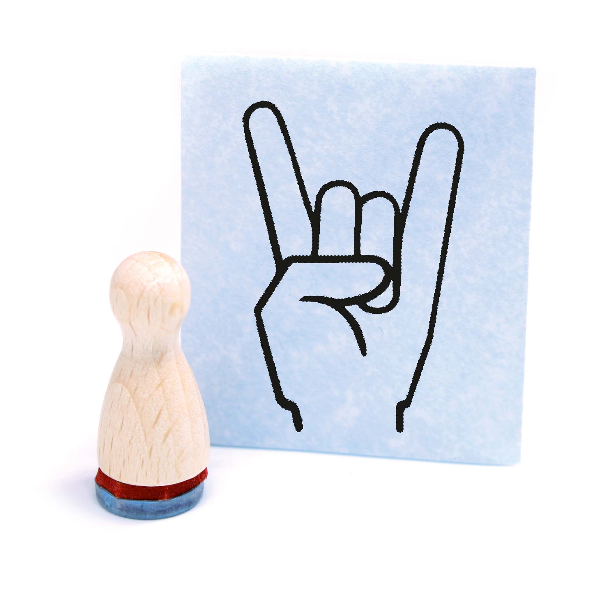 Ministempel Rock on - Holzstempel mini Motivstempel Ø12 mm