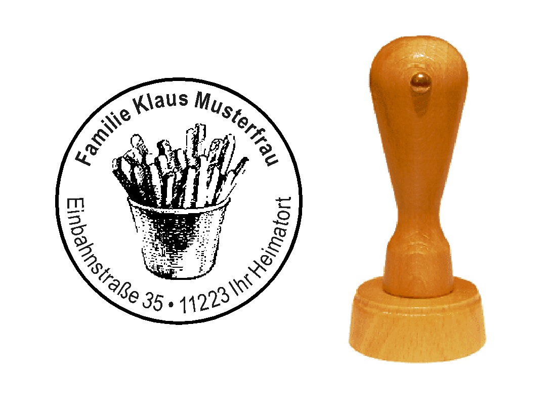 « Pommes » Holzstempel mit persönlichem Wunschtext