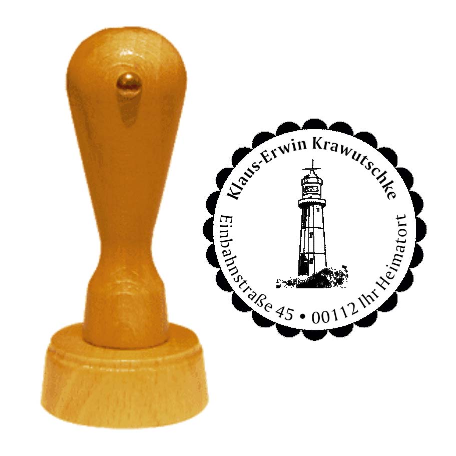 Adressenstempel « NEUER LEUCHTTURM BORKUM » mit persönlichem Wunschtext