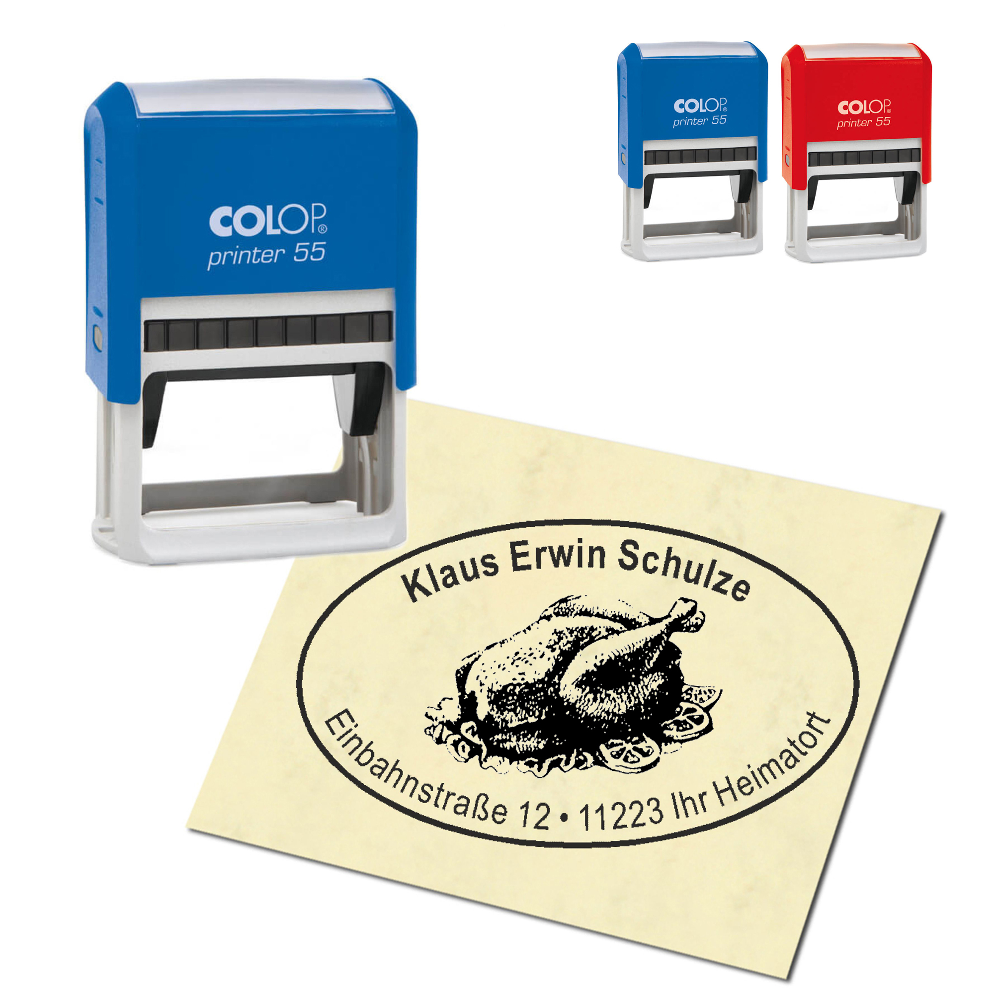 Adressstempel personalisiert Stempel - Broiler - oval 59 x 39 mm