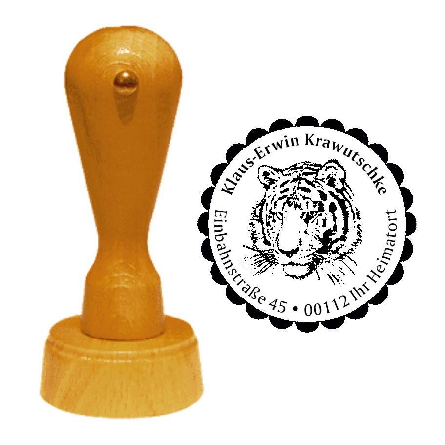 Adressenstempel « TIGER KOPF » mit persönlichem Wunschtext