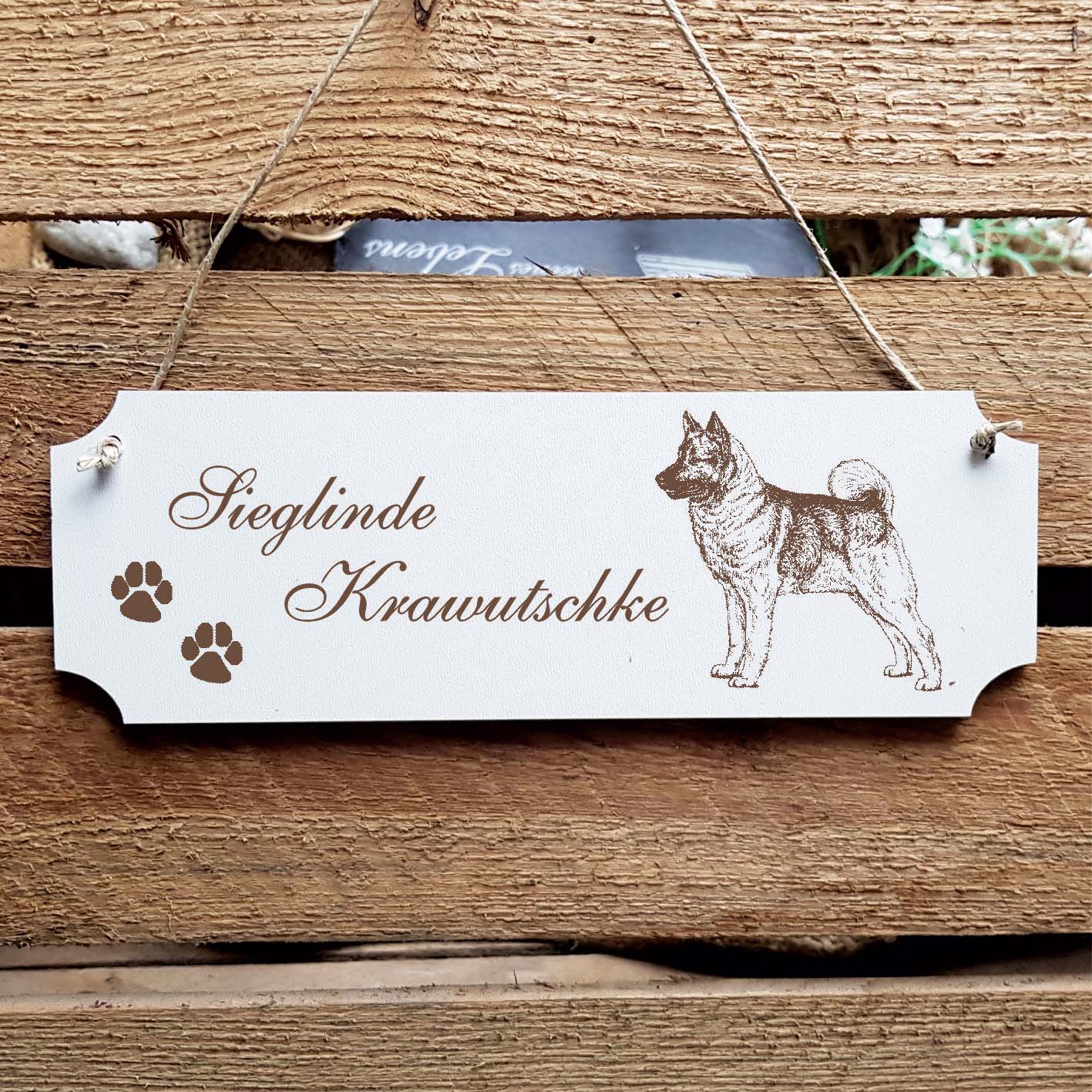 Schild « Norwegischer Elchhund » Namensschild Türschild zum Anhängen - 20 x 6,7 cm