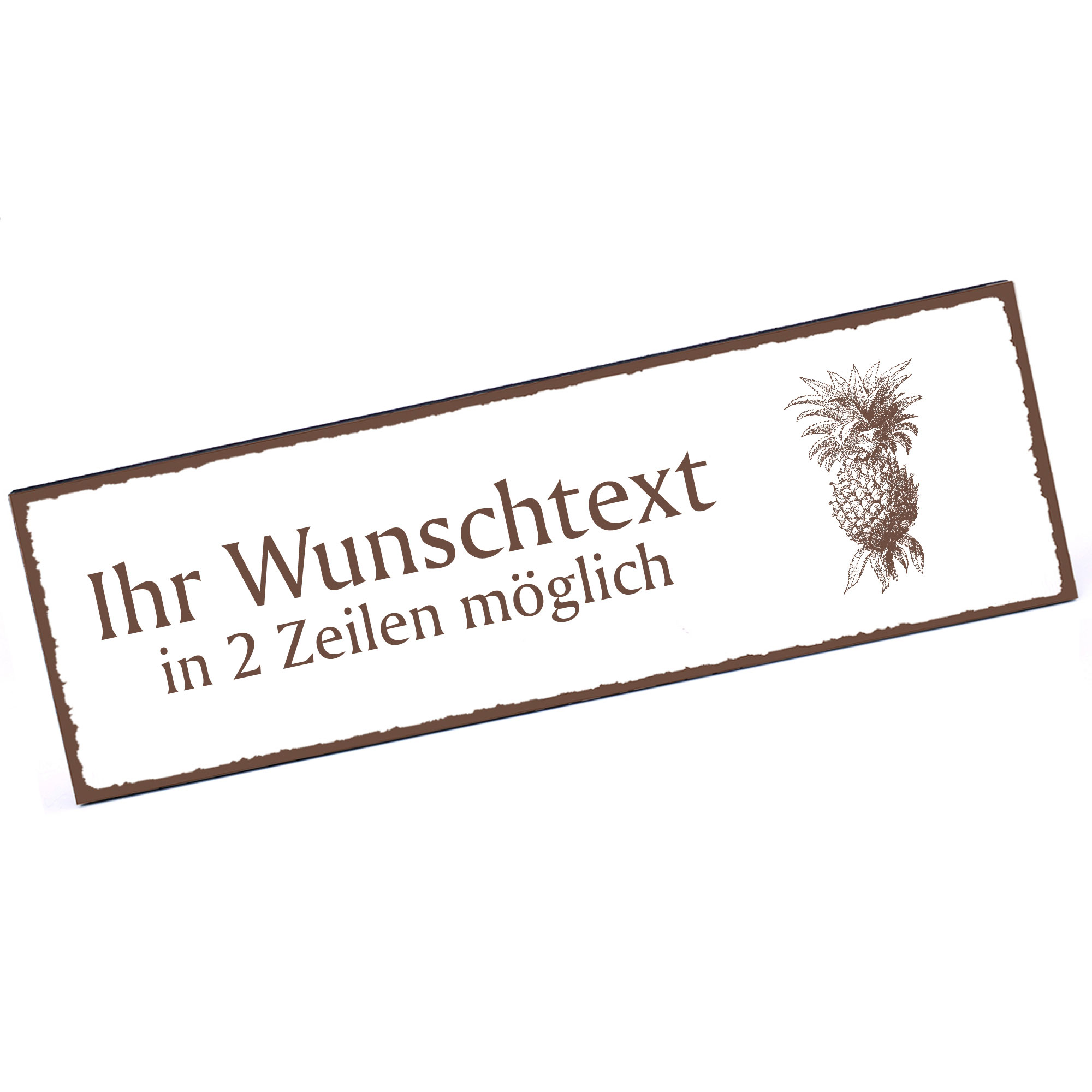 Türschild Ananas  Namensschild personalisiert mit Gravur - 150mm x 50mm - selbstklebend