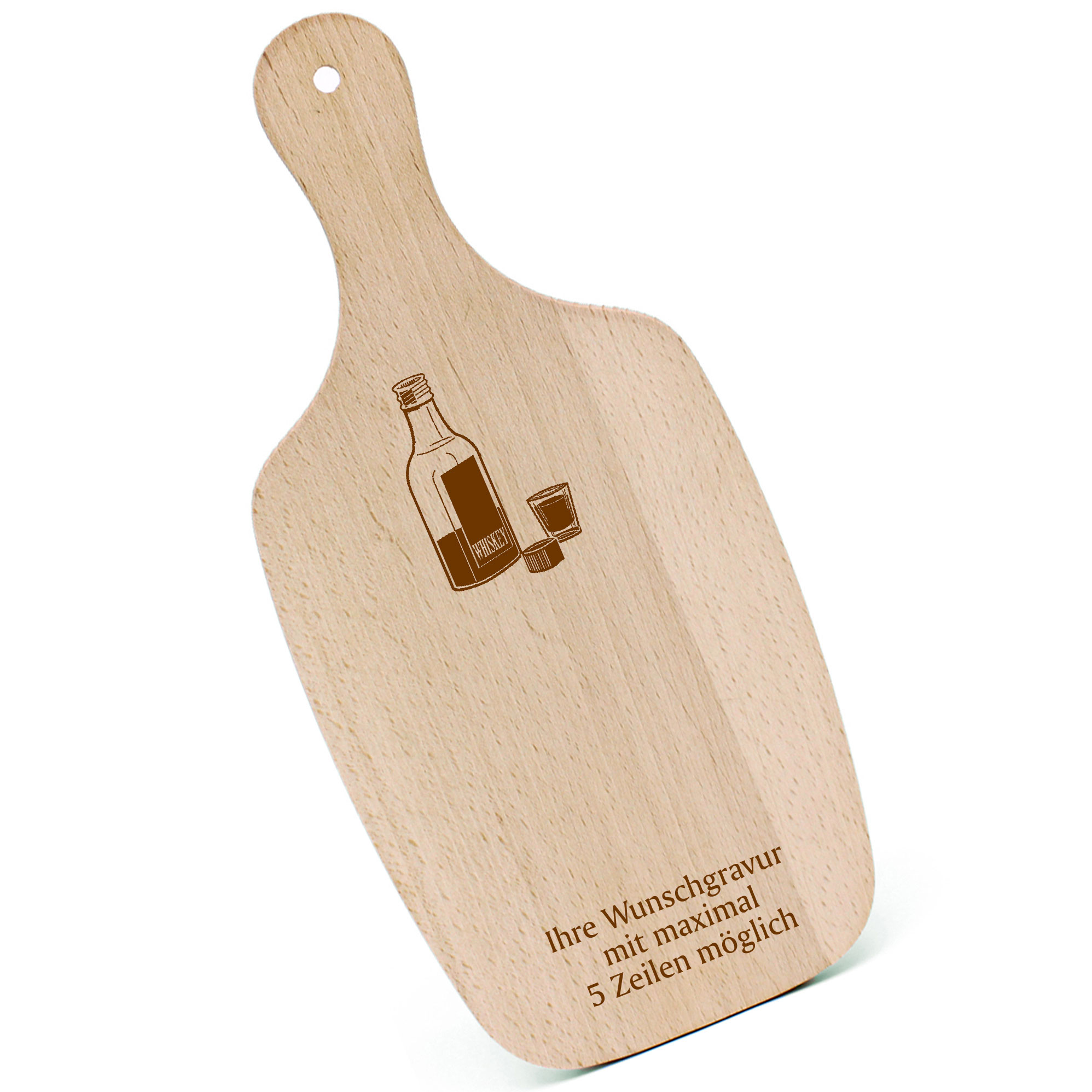 Schneidebrett Frühstücksbrettchen - Schnapsflasche - mit Griff 330x150mm